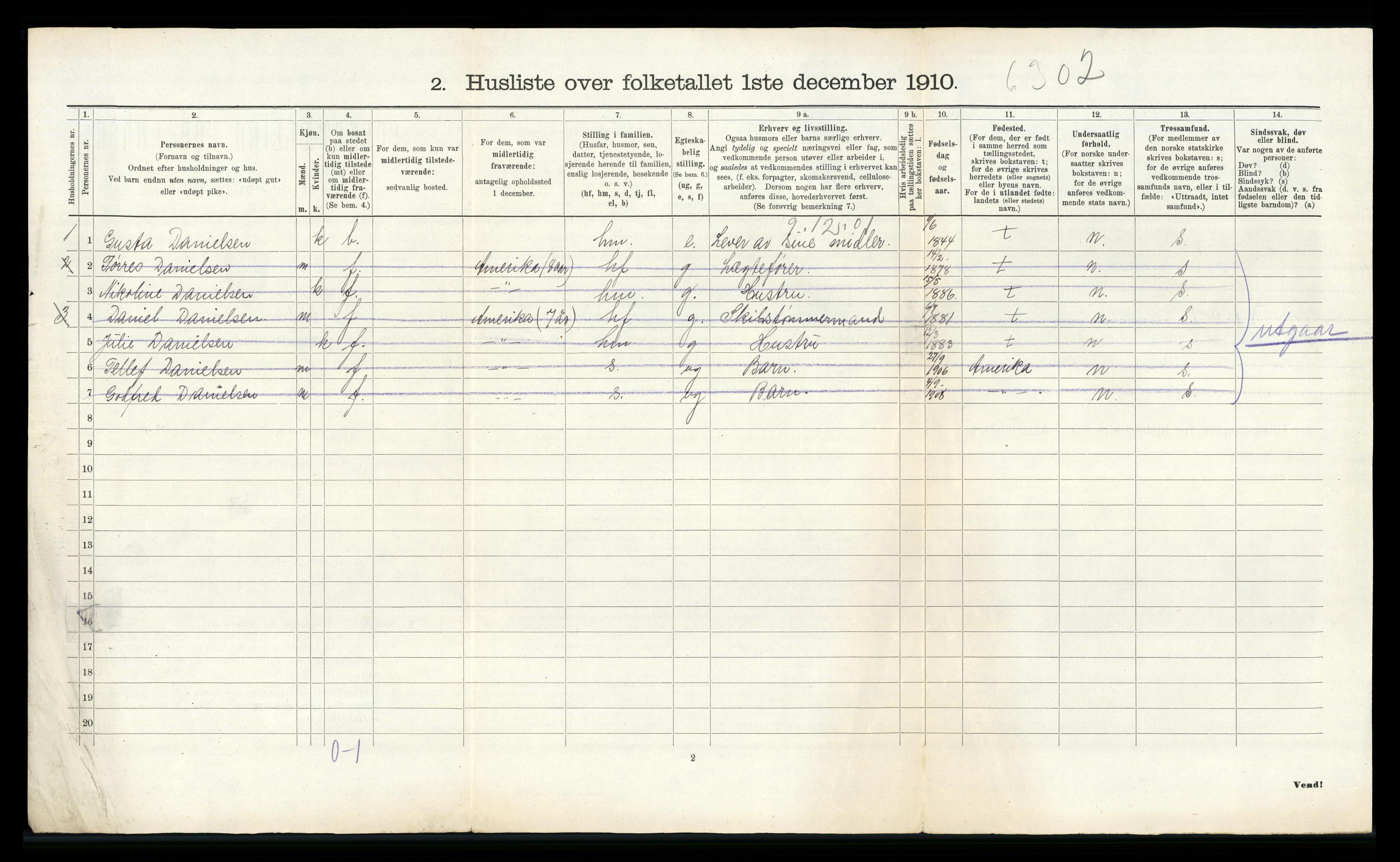 RA, 1910 census for Fjære, 1910, p. 1812