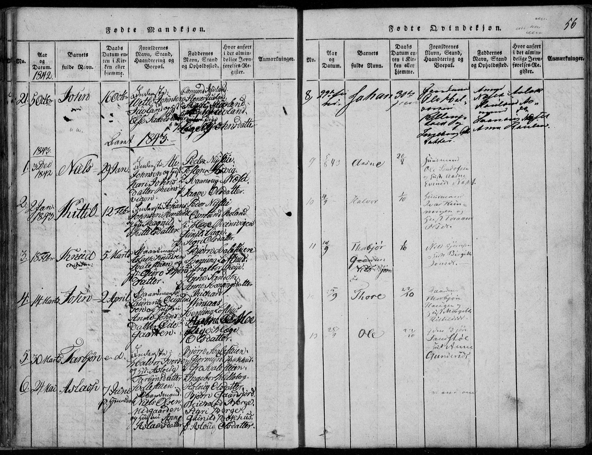 Rauland kirkebøker, SAKO/A-292/F/Fa/L0001: Parish register (official) no. 1, 1814-1859, p. 56