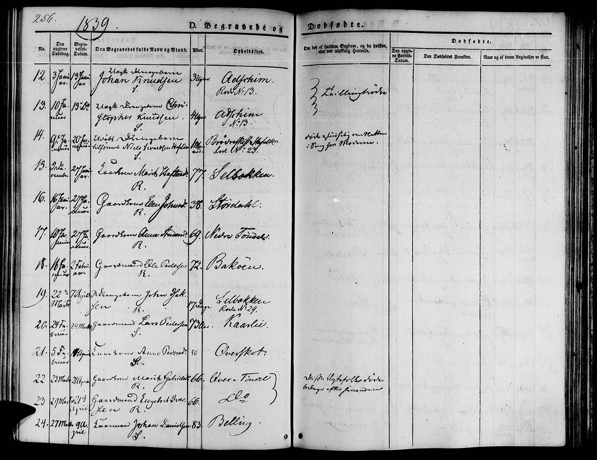 Ministerialprotokoller, klokkerbøker og fødselsregistre - Sør-Trøndelag, SAT/A-1456/646/L0610: Parish register (official) no. 646A08, 1837-1847, p. 256