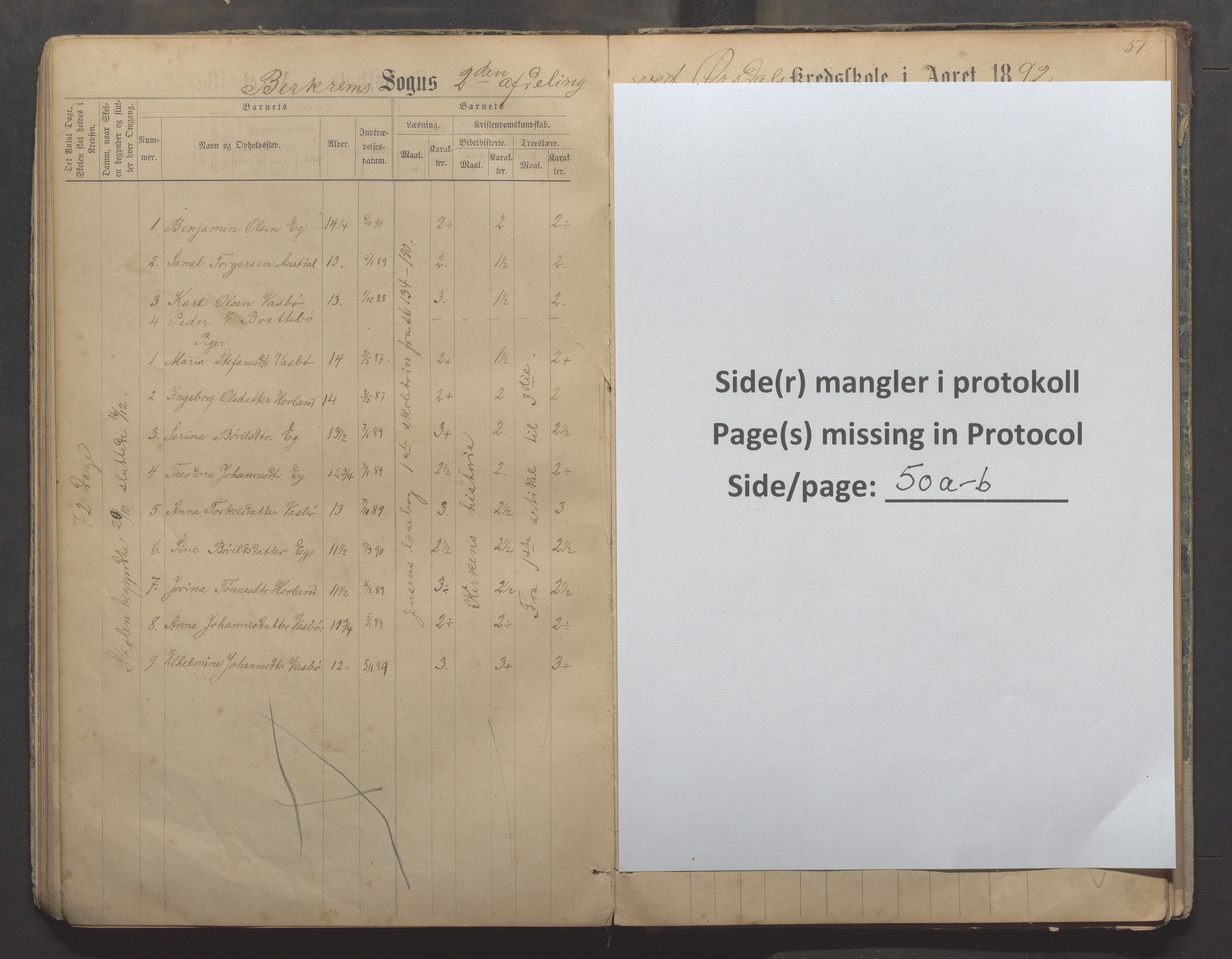 Bjerkreim kommune - Skulestyret, IKAR/K-101539/H/L0006: Skuleprotokoll, 1884-1898, p. 49b