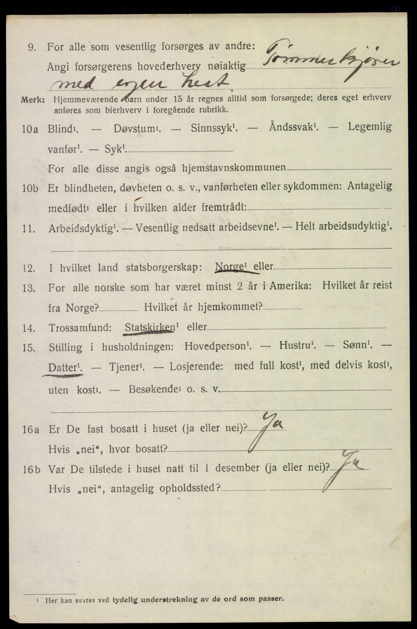 SAH, 1920 census for Trysil, 1920, p. 7580
