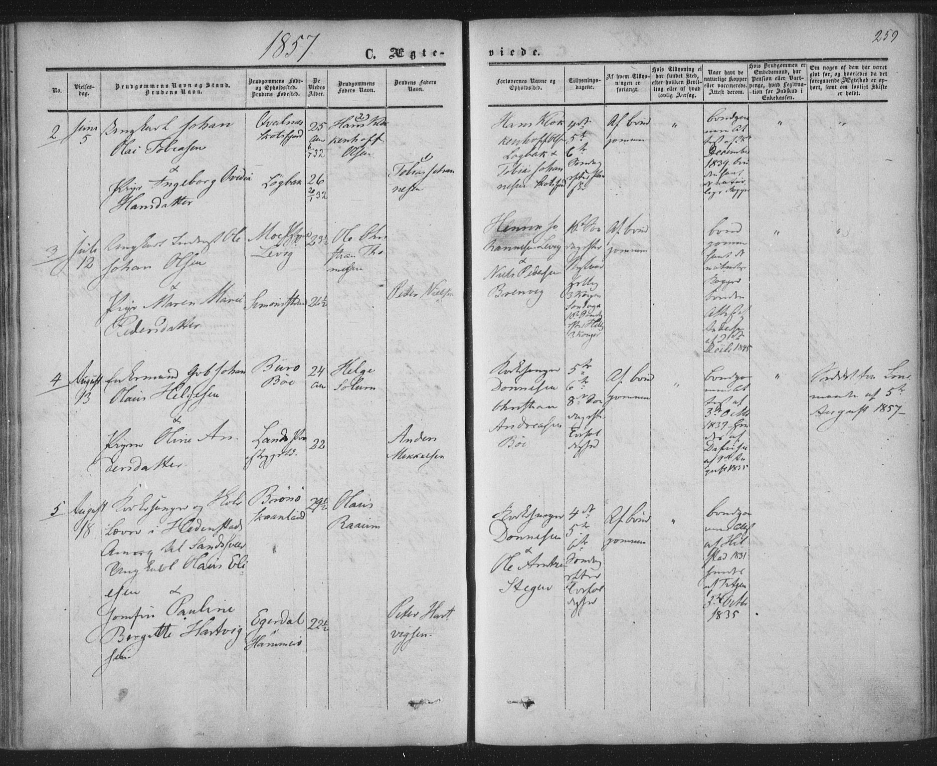 Ministerialprotokoller, klokkerbøker og fødselsregistre - Nordland, SAT/A-1459/855/L0800: Parish register (official) no. 855A08, 1852-1864, p. 259