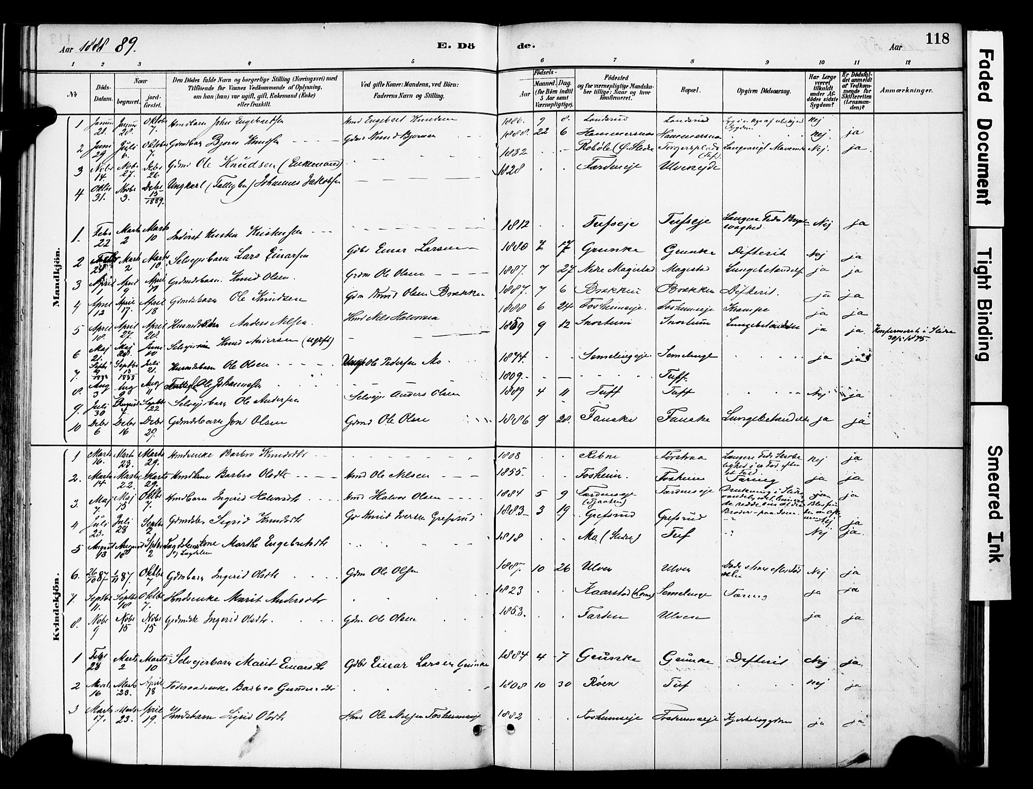 Vestre Slidre prestekontor, SAH/PREST-136/H/Ha/Haa/L0006: Parish register (official) no. 6, 1881-1912, p. 118