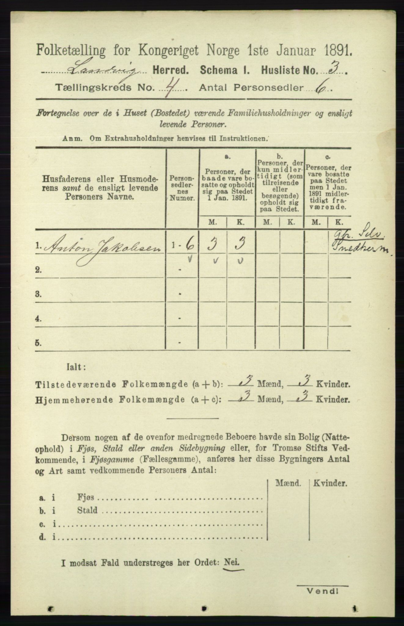 RA, 1891 census for 0924 Landvik, 1891, p. 1713