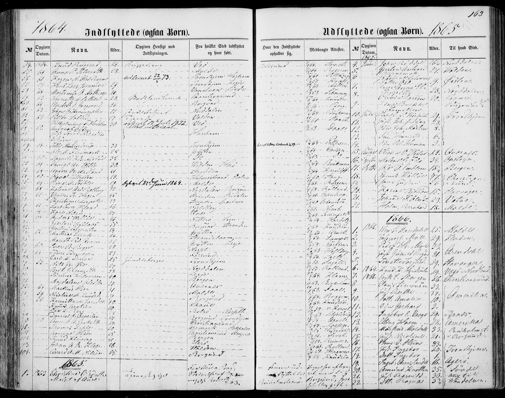 Ministerialprotokoller, klokkerbøker og fødselsregistre - Møre og Romsdal, SAT/A-1454/529/L0452: Parish register (official) no. 529A02, 1864-1871, p. 163