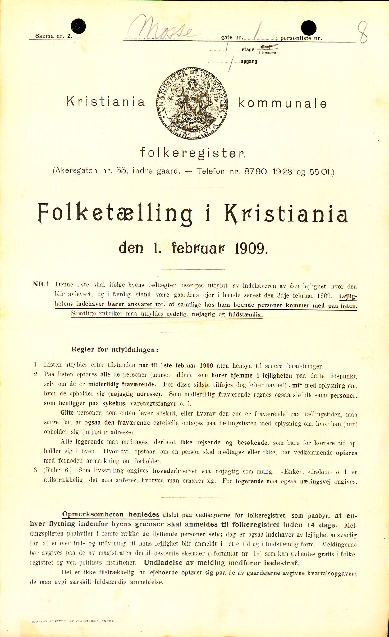 OBA, Municipal Census 1909 for Kristiania, 1909, p. 59444