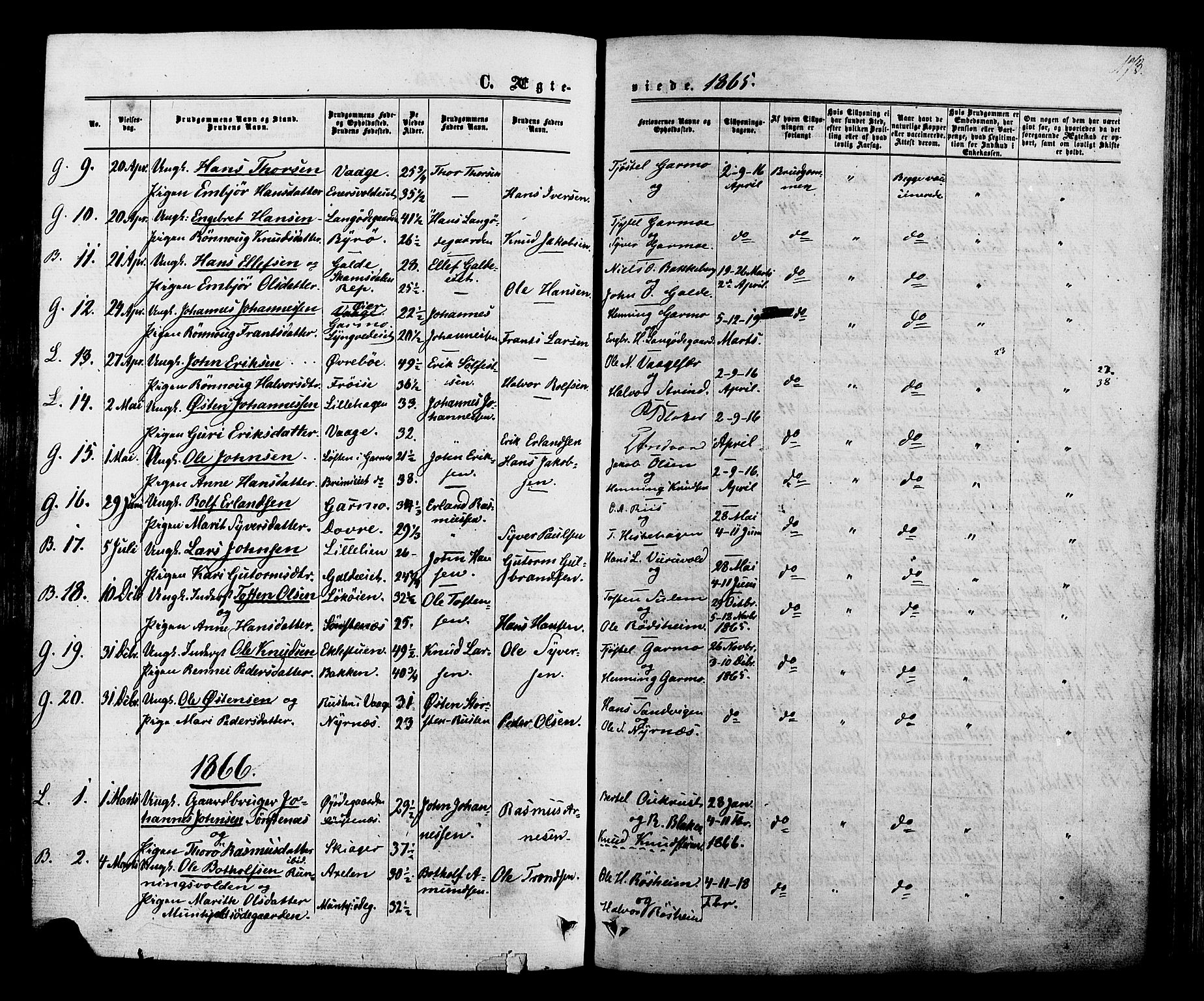 Lom prestekontor, SAH/PREST-070/K/L0007: Parish register (official) no. 7, 1863-1884, p. 173