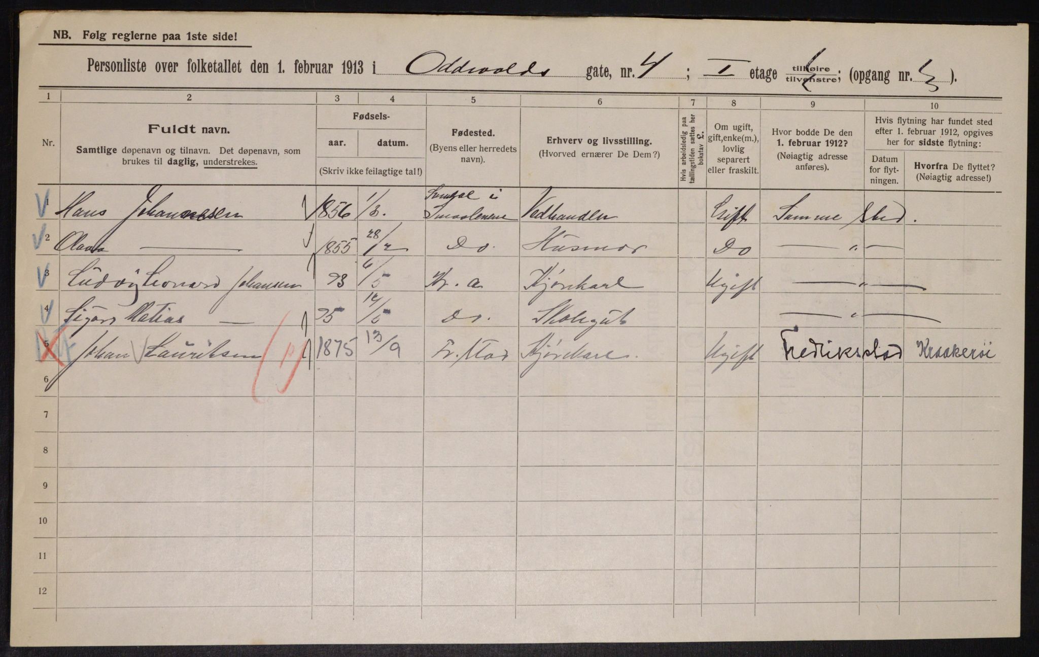 OBA, Municipal Census 1913 for Kristiania, 1913, p. 74577