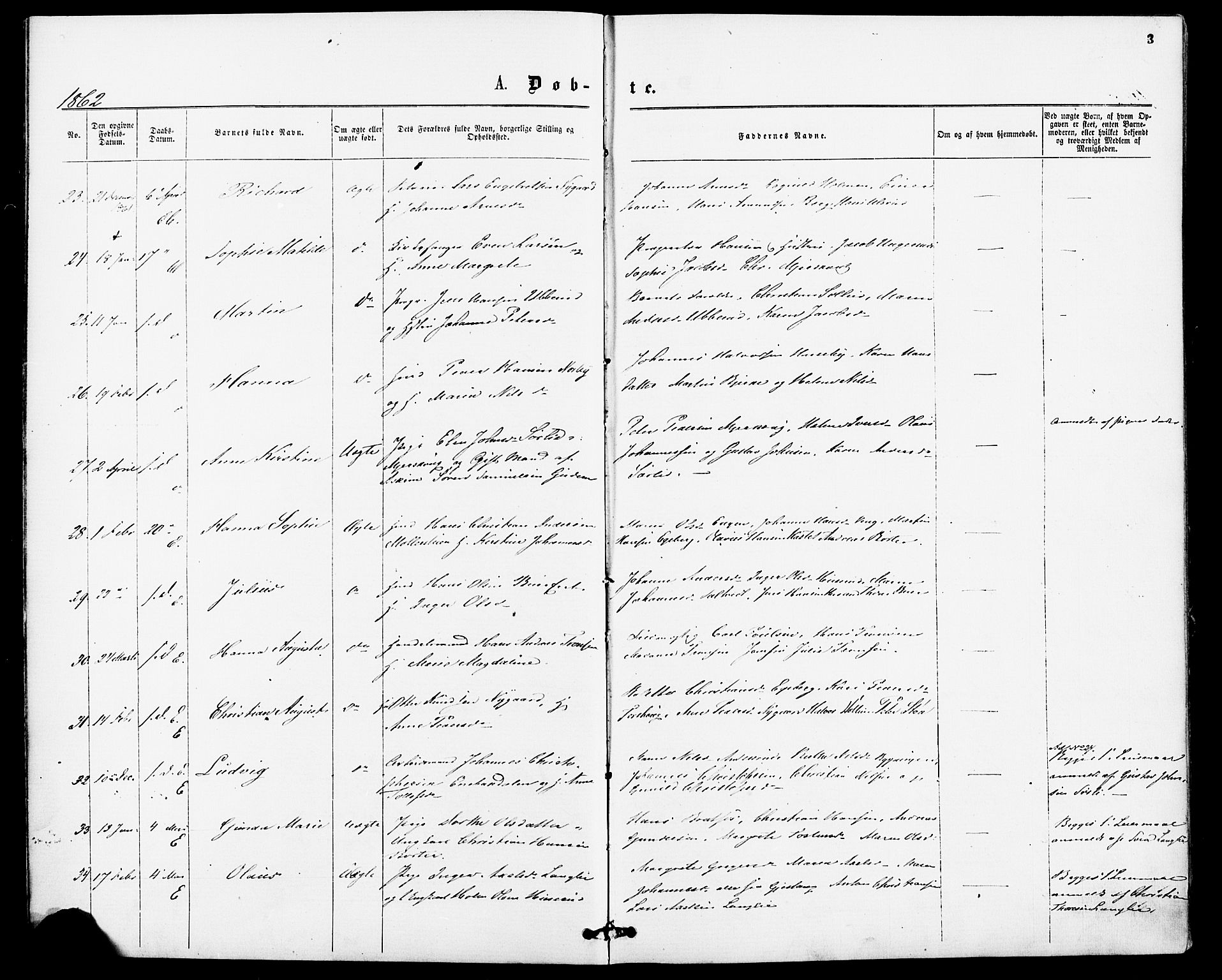 Enebakk prestekontor Kirkebøker, AV/SAO-A-10171c/F/Fa/L0011: Parish register (official) no. I 11, 1862-1882, p. 3