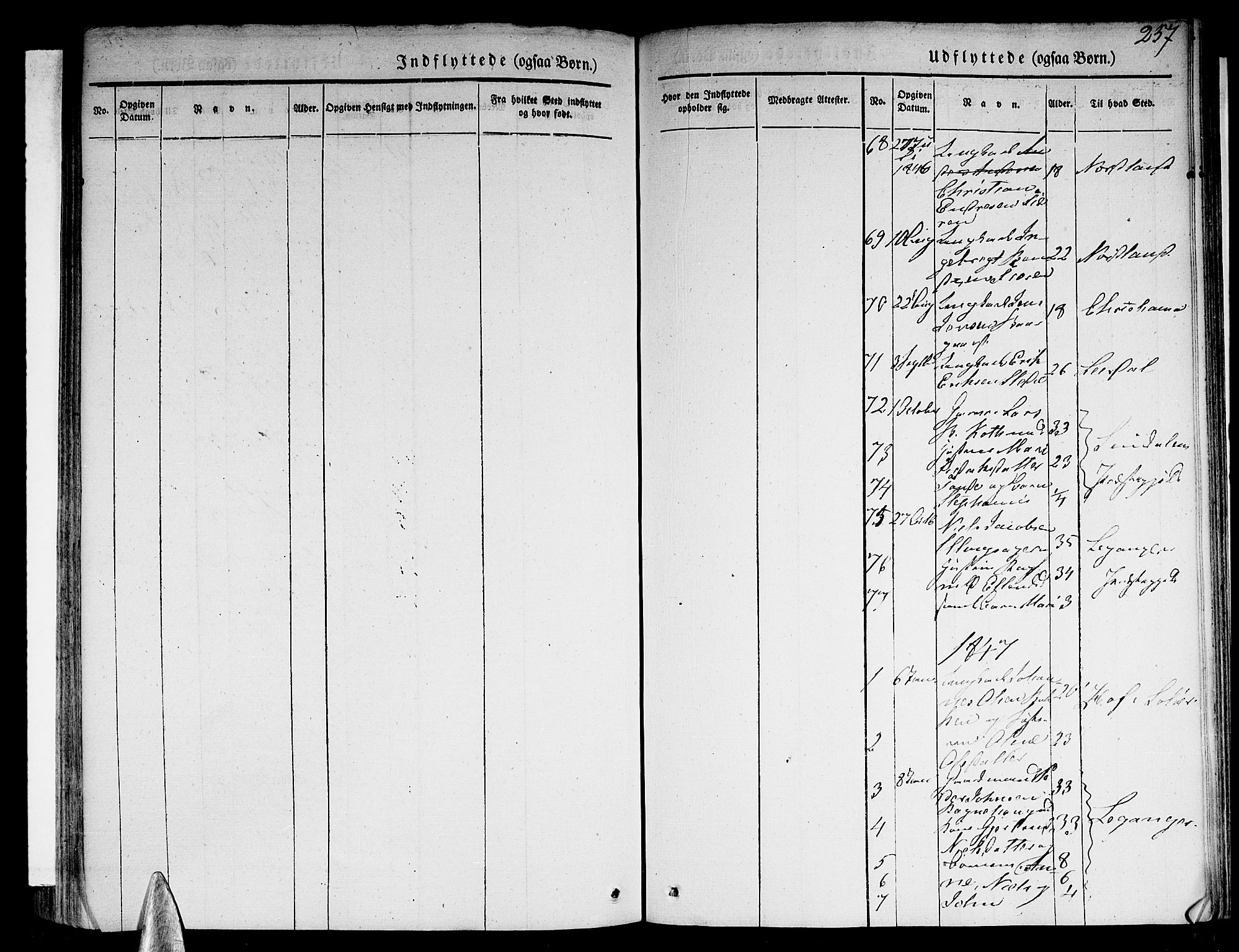 Sogndal sokneprestembete, SAB/A-81301/H/Haa/Haaa/L0011: Parish register (official) no. A 11, 1839-1847, p. 257