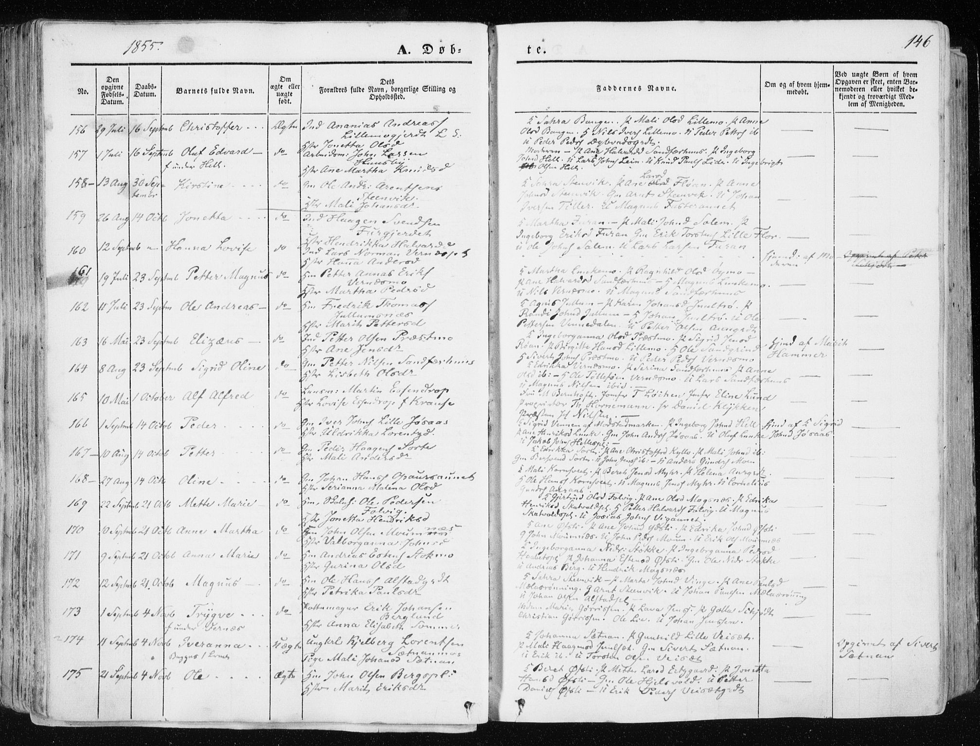 Ministerialprotokoller, klokkerbøker og fødselsregistre - Nord-Trøndelag, AV/SAT-A-1458/709/L0074: Parish register (official) no. 709A14, 1845-1858, p. 146