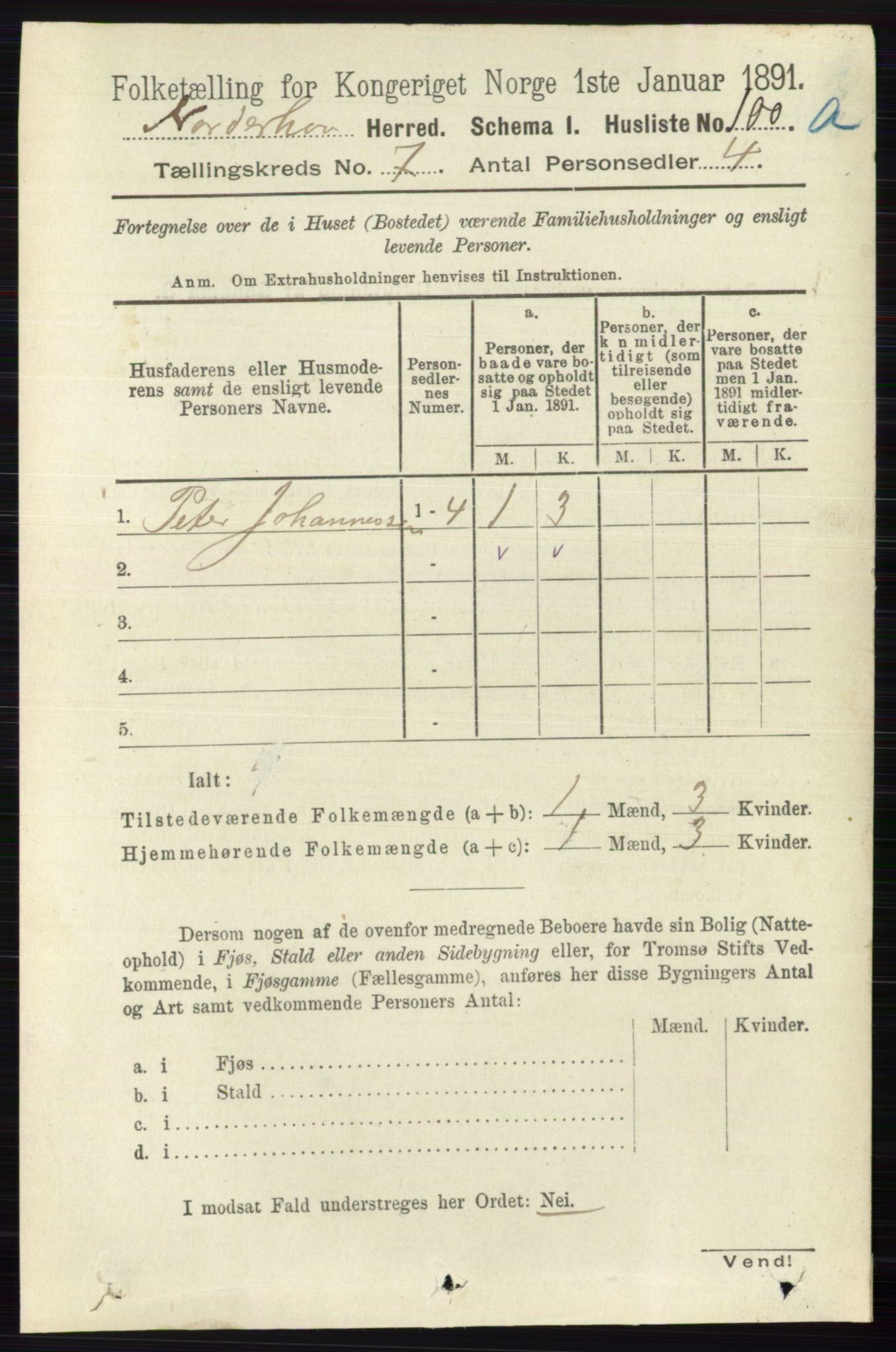 RA, 1891 census for 0613 Norderhov, 1891, p. 4486