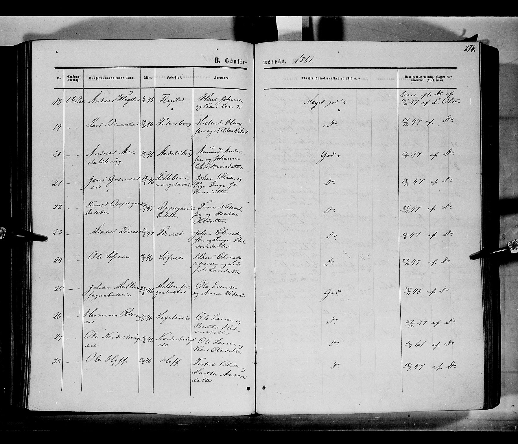 Løten prestekontor, AV/SAH-PREST-022/K/Ka/L0008: Parish register (official) no. 8, 1860-1877, p. 276