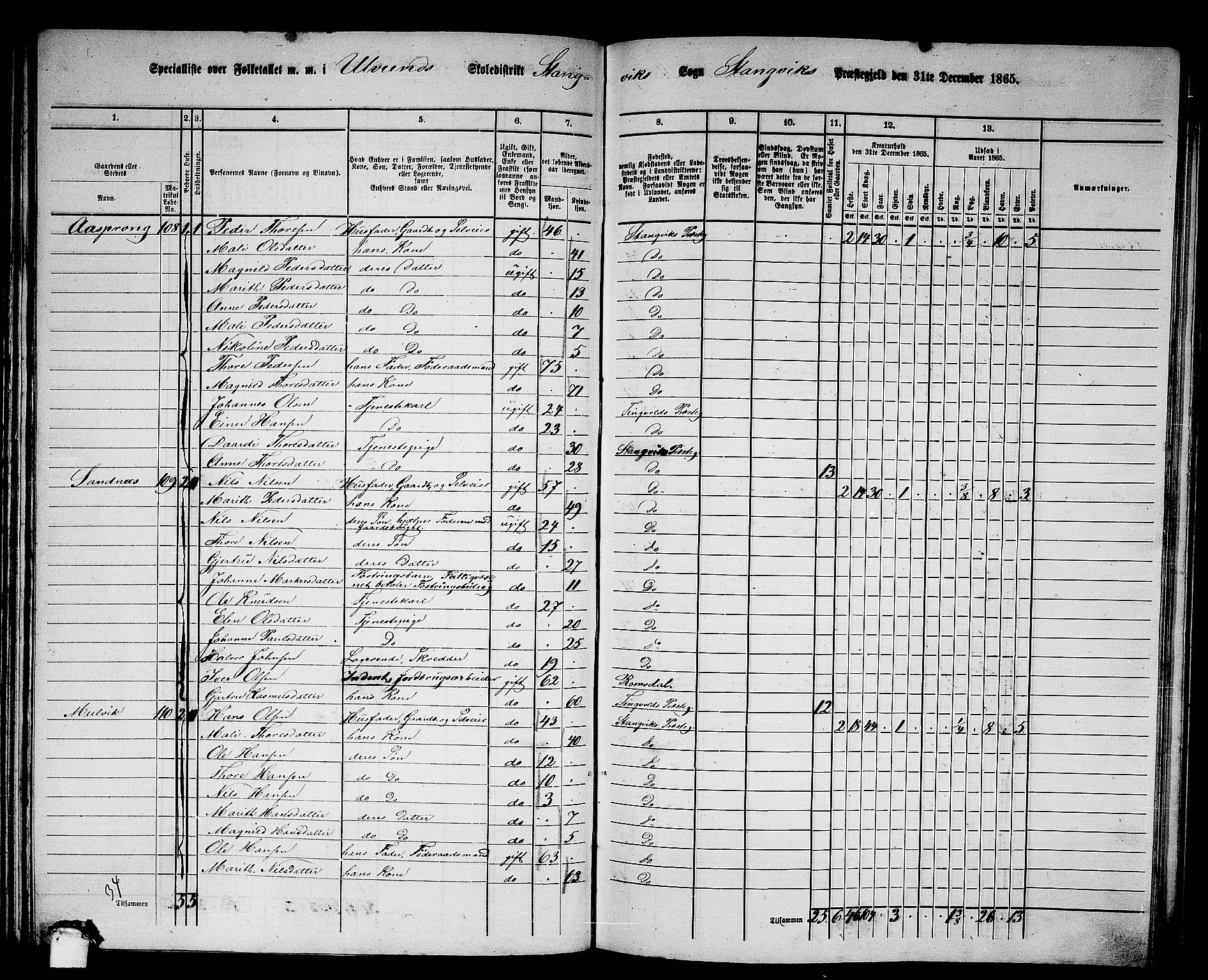 RA, 1865 census for Stangvik, 1865, p. 78