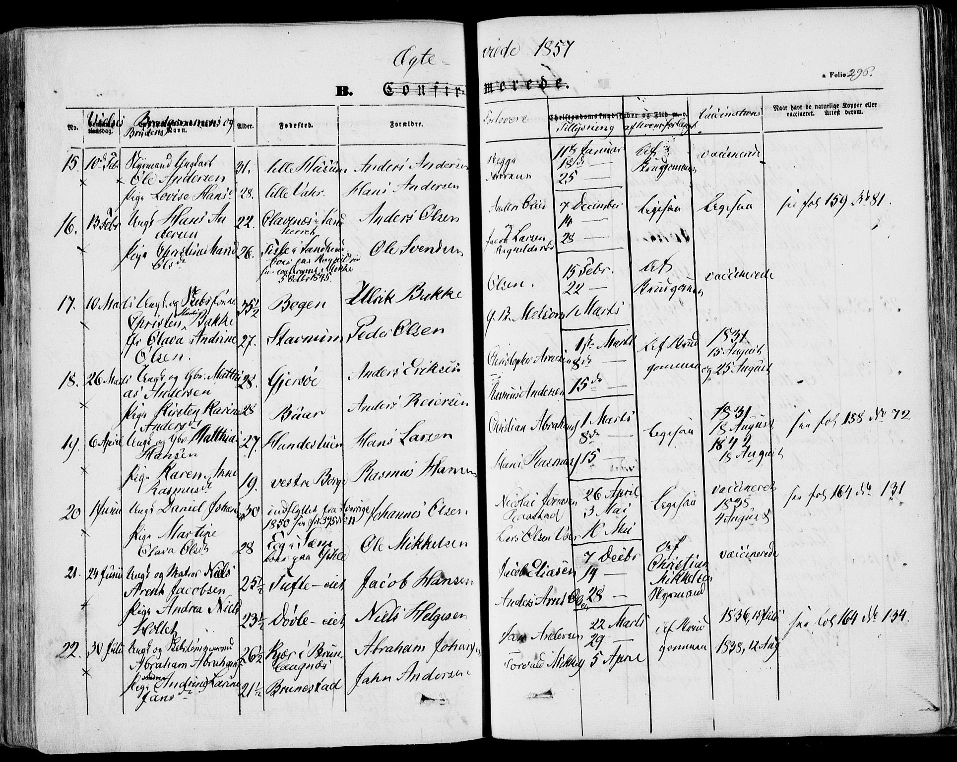 Stokke kirkebøker, AV/SAKO-A-320/F/Fa/L0007: Parish register (official) no. I 7, 1844-1857, p. 296