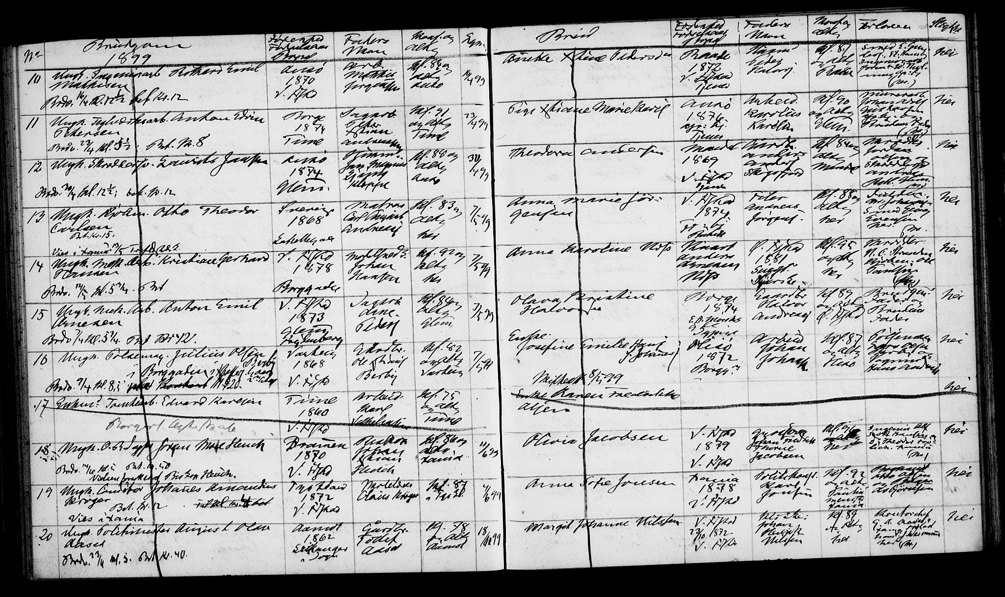 Fredrikstad domkirkes prestekontor Kirkebøker, SAO/A-10906/H/Ha/L0001: Banns register no. 1, 1883-1903
