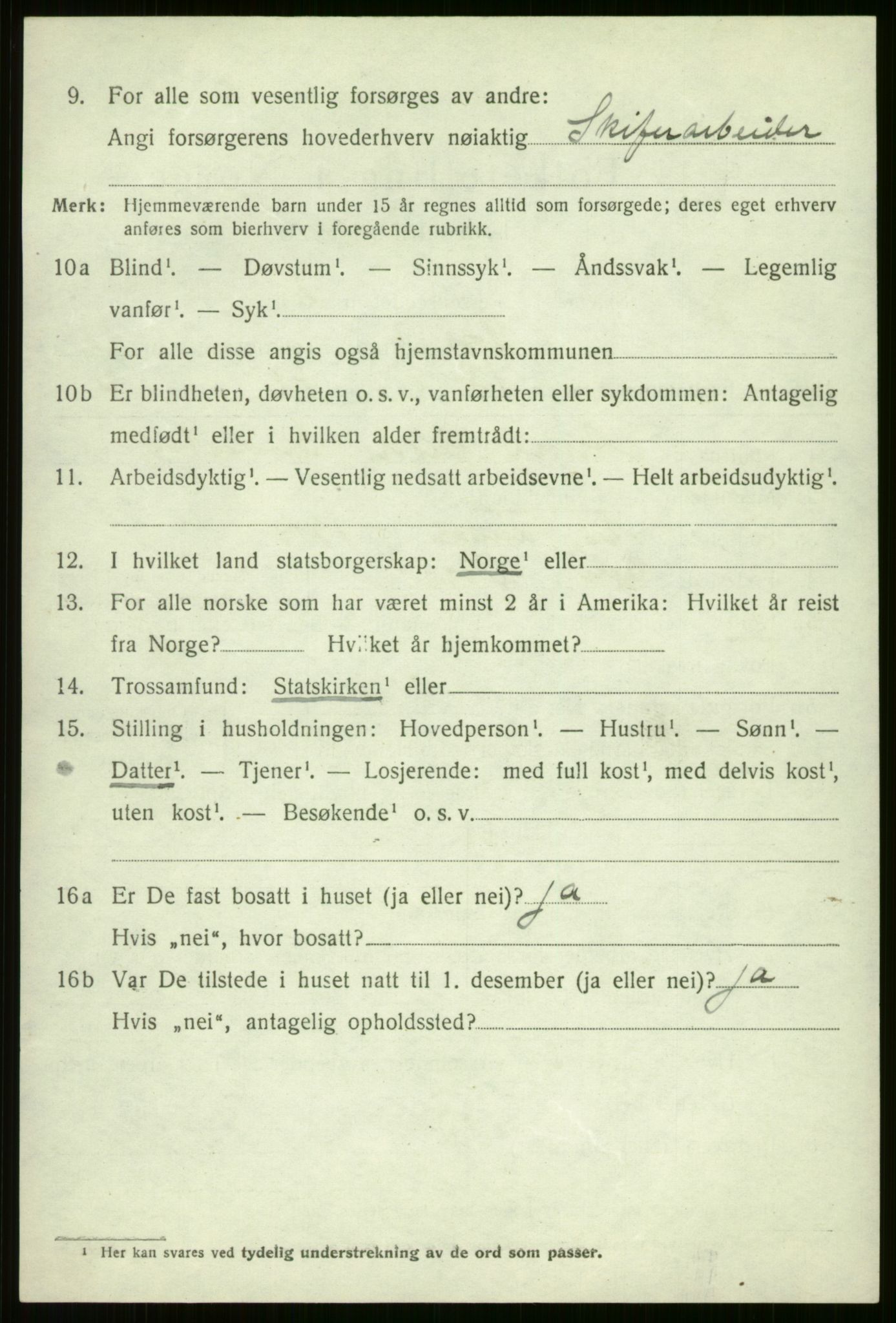 SAB, 1920 census for Voss, 1920, p. 11308