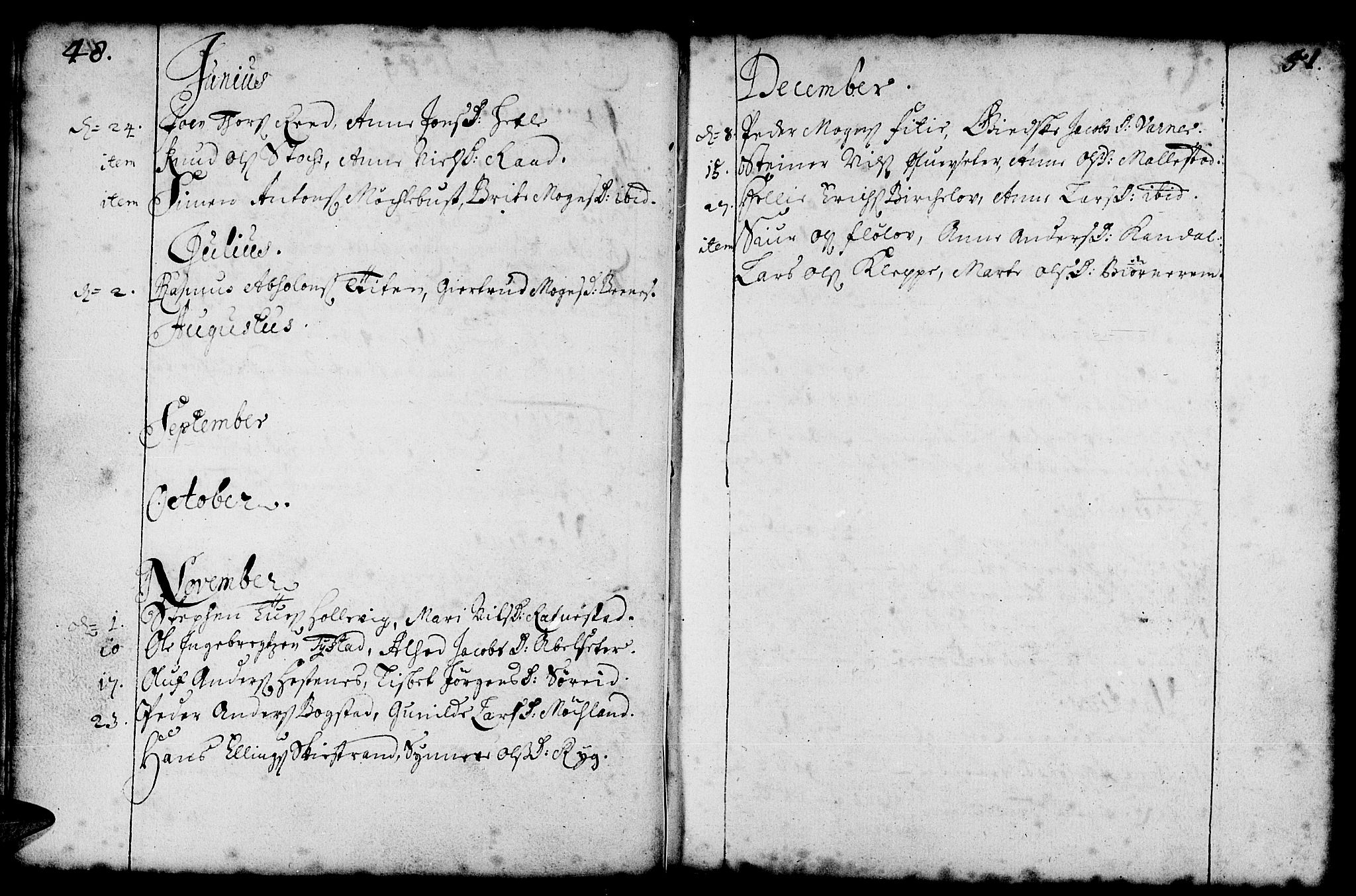 Gloppen sokneprestembete, SAB/A-80101/H/Haa/Haaa/L0001: Parish register (official) no. A 1, 1686-1711, p. 48-49