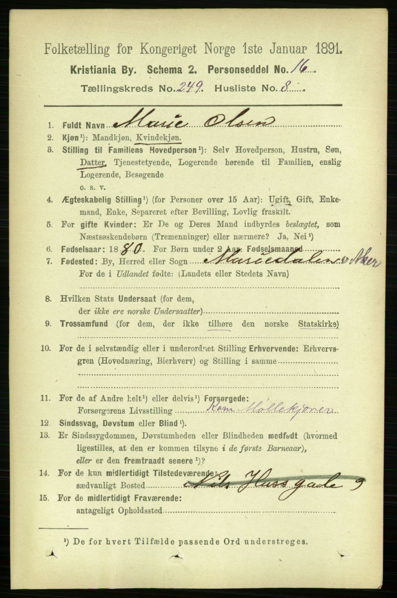 RA, 1891 census for 0301 Kristiania, 1891, p. 152443