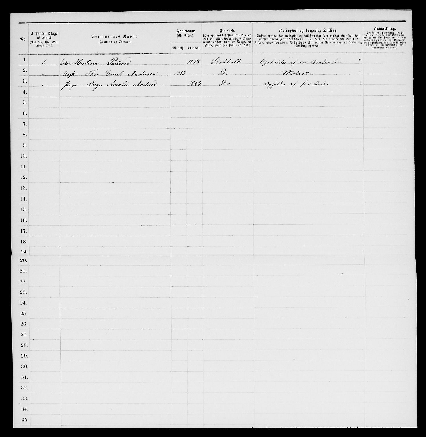 SAKO, 1885 census for 0803 Stathelle, 1885, p. 84