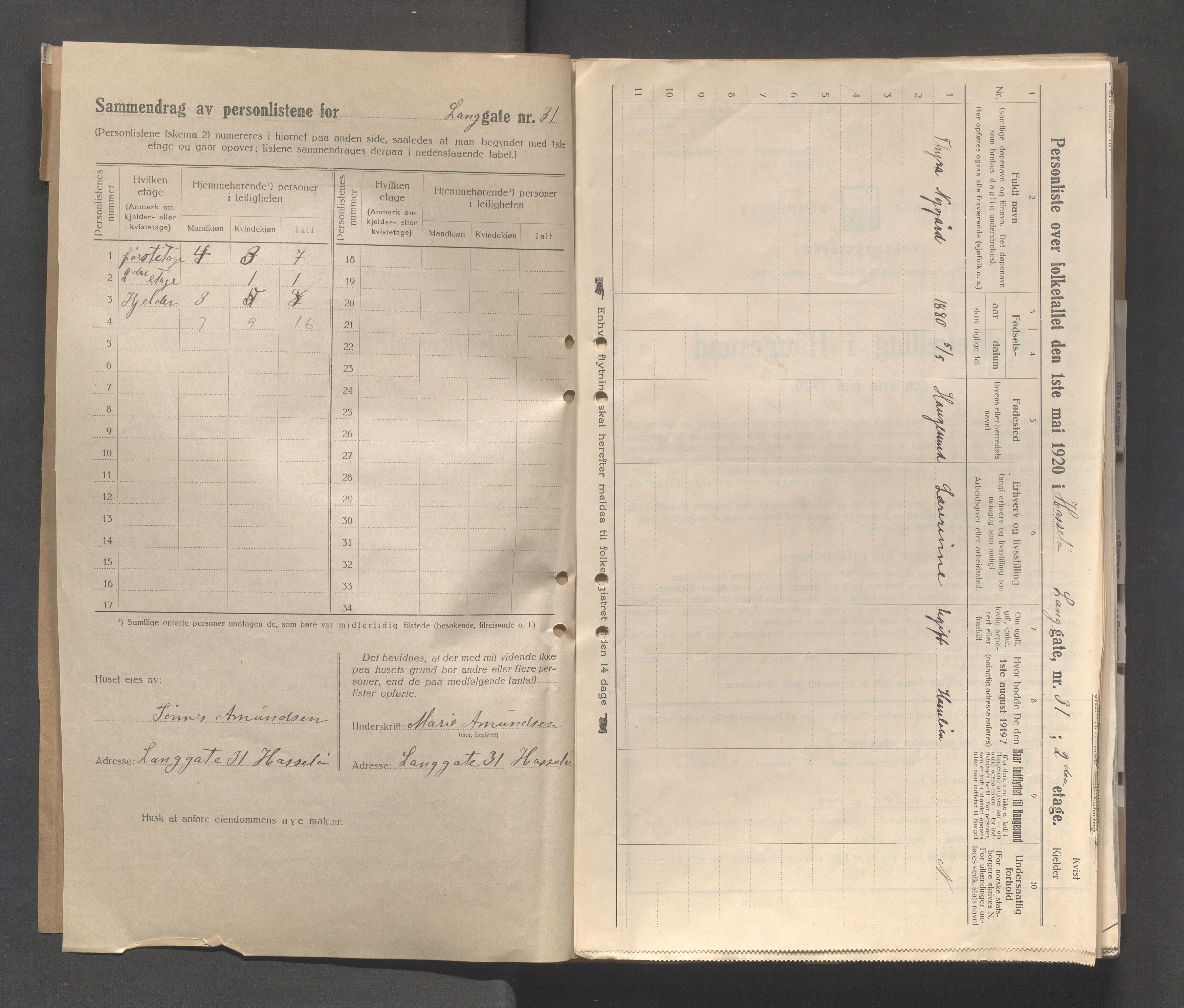 IKAR, Local census 1.5.1920 for Haugesund, 1920, p. 5990