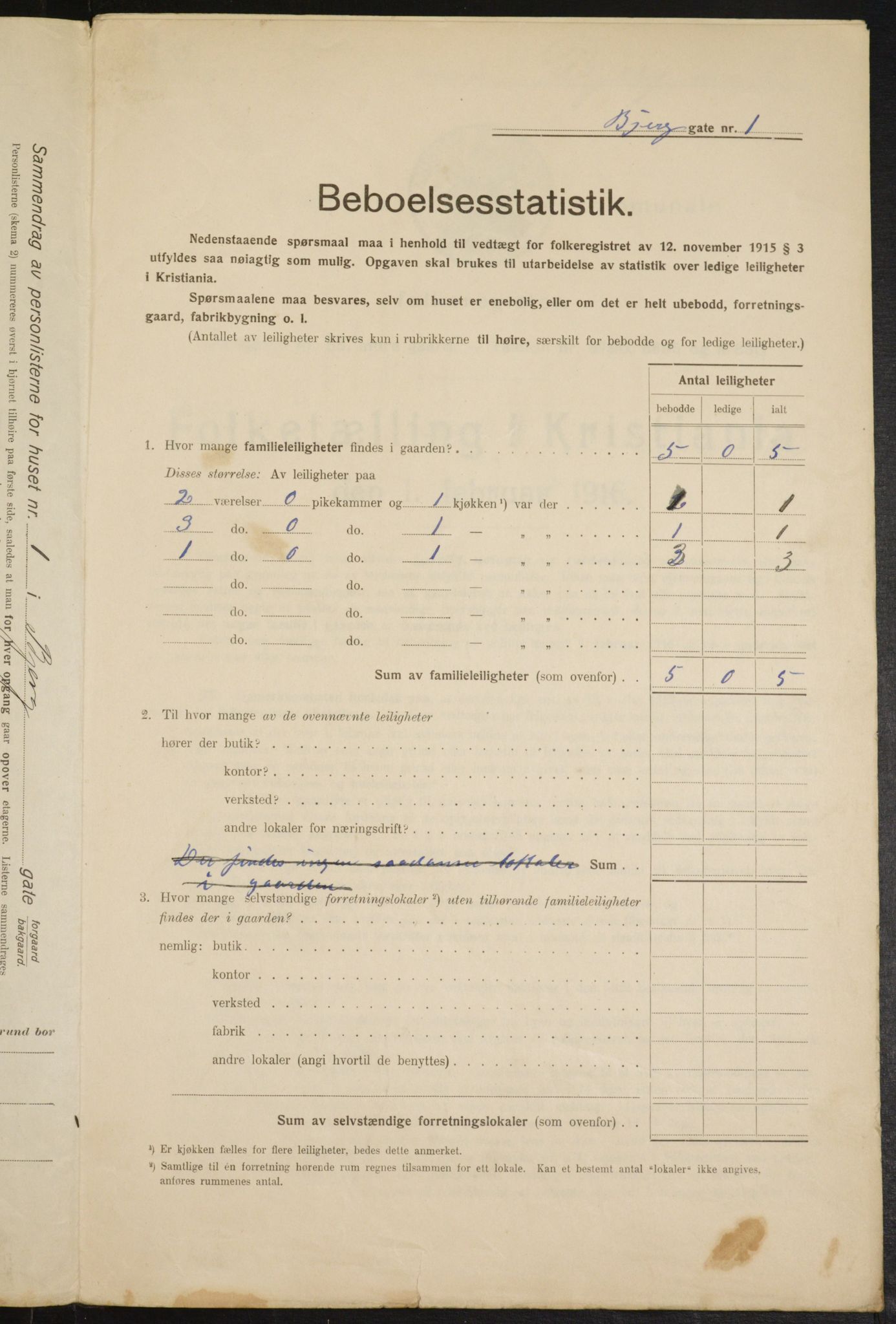 OBA, Municipal Census 1916 for Kristiania, 1916, p. 5509