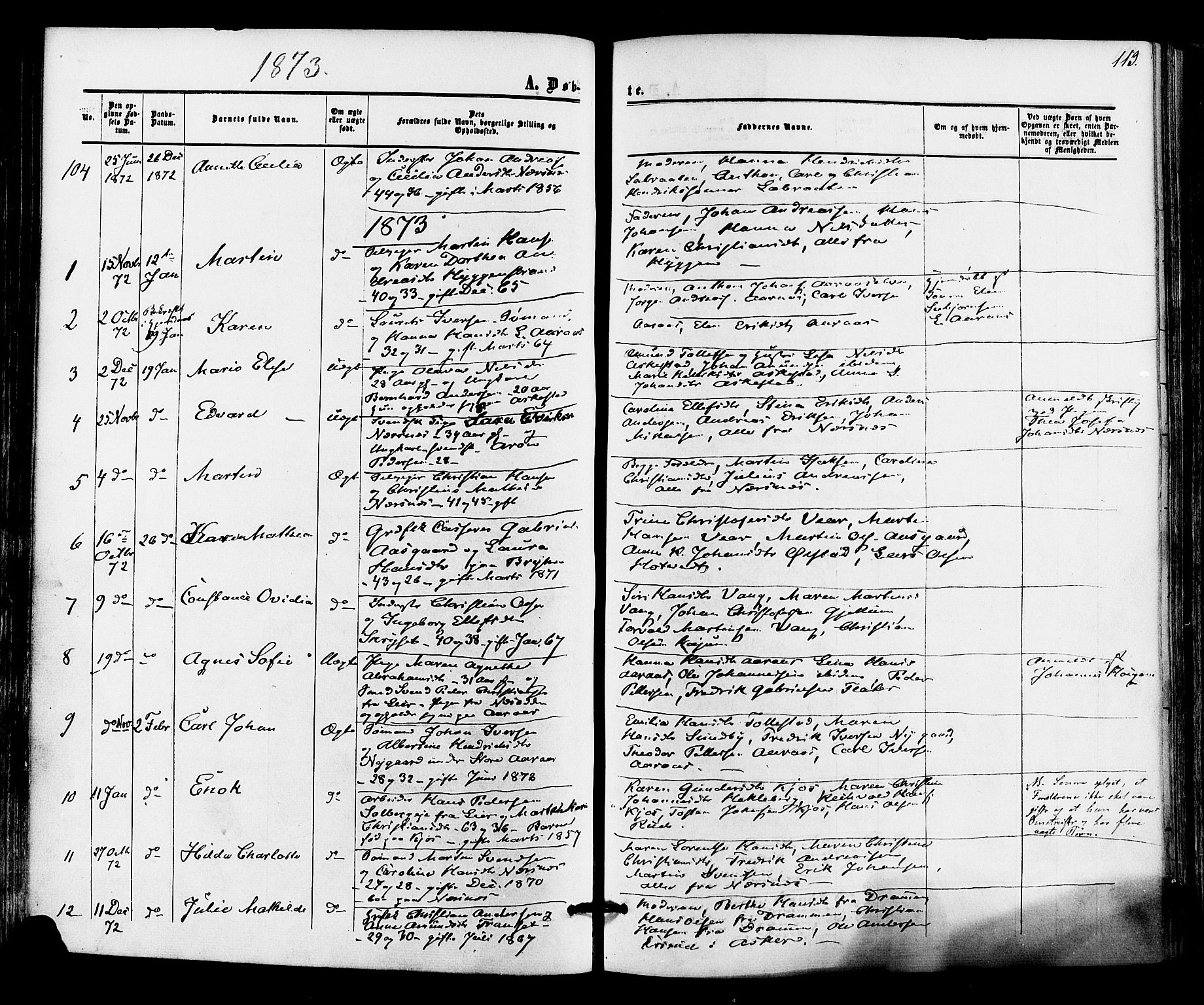Røyken kirkebøker, SAKO/A-241/F/Fa/L0006: Parish register (official) no. 6, 1857-1875, p. 113