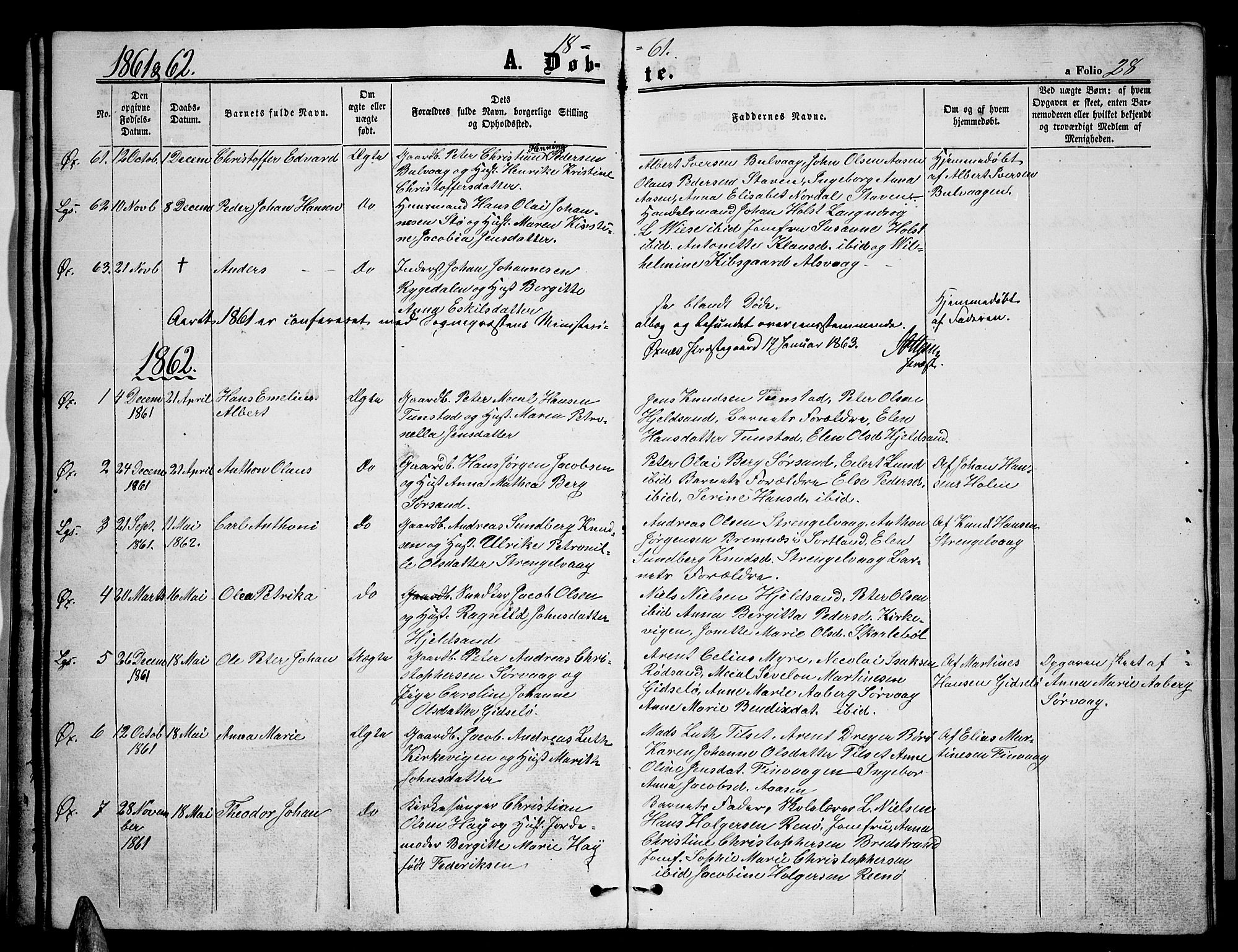 Ministerialprotokoller, klokkerbøker og fødselsregistre - Nordland, AV/SAT-A-1459/893/L1347: Parish register (copy) no. 893C02, 1858-1866, p. 28