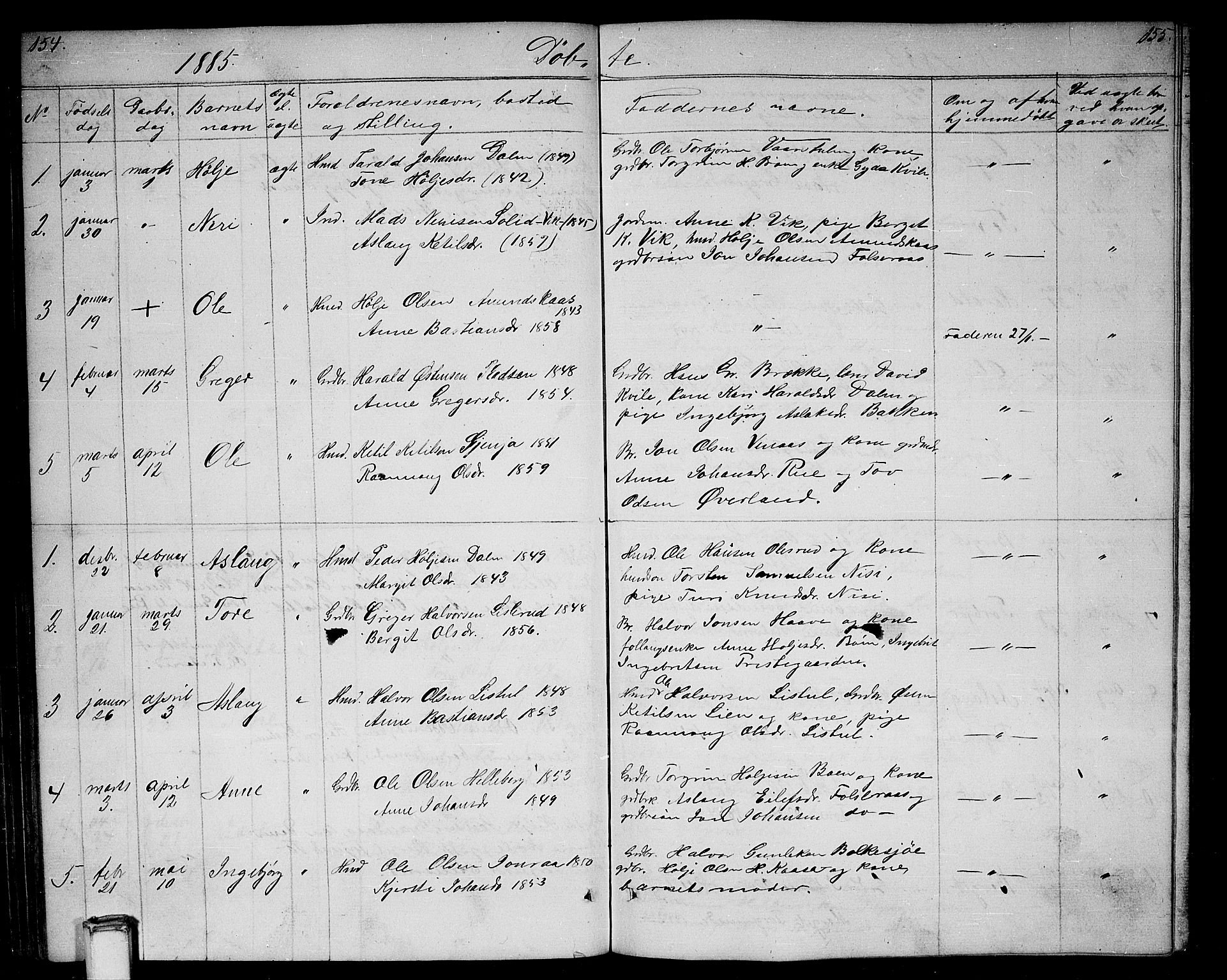 Gransherad kirkebøker, SAKO/A-267/G/Ga/L0002: Parish register (copy) no. I 2, 1854-1886, p. 154-155