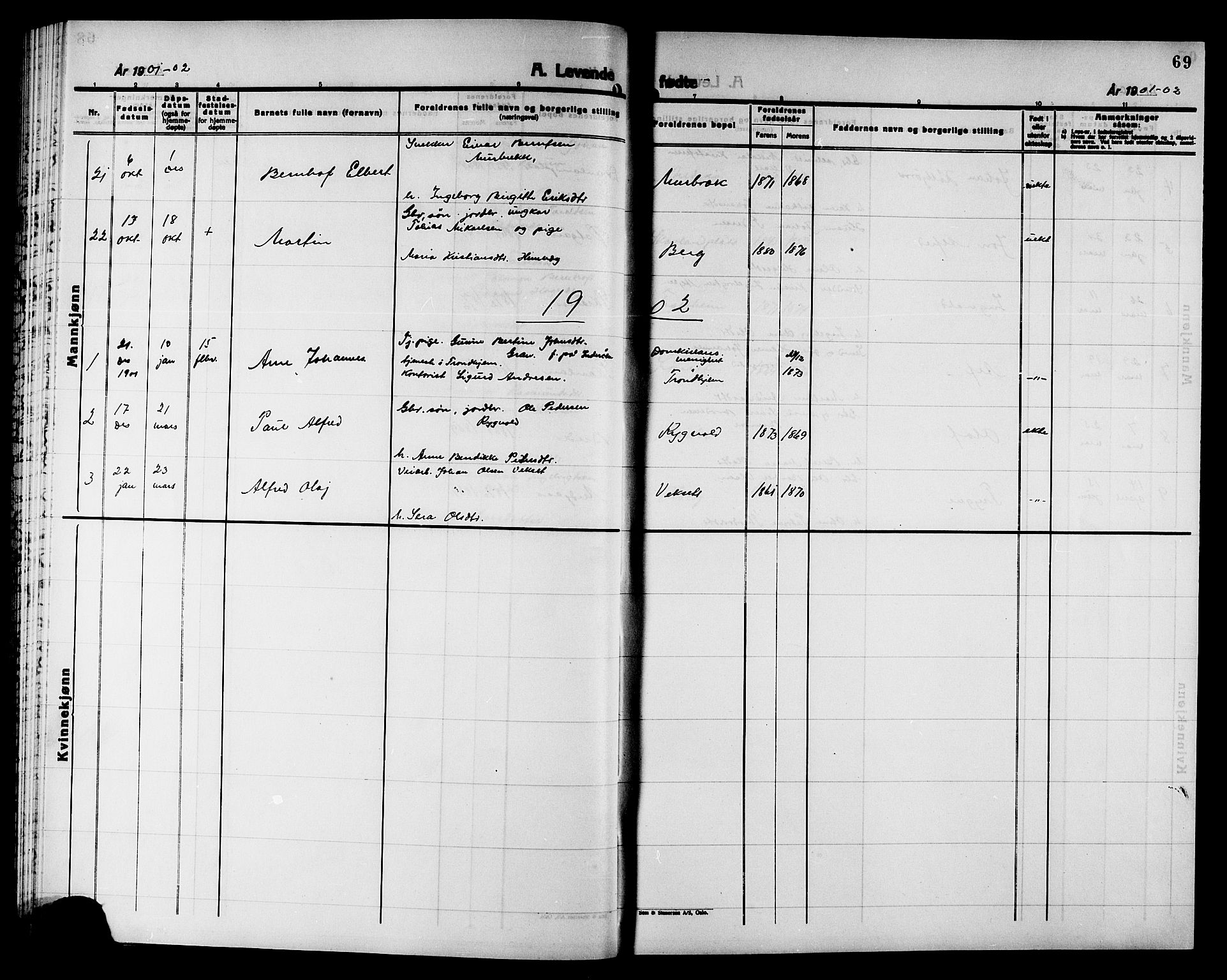 Ministerialprotokoller, klokkerbøker og fødselsregistre - Nord-Trøndelag, AV/SAT-A-1458/749/L0487: Parish register (official) no. 749D03, 1887-1902, p. 69