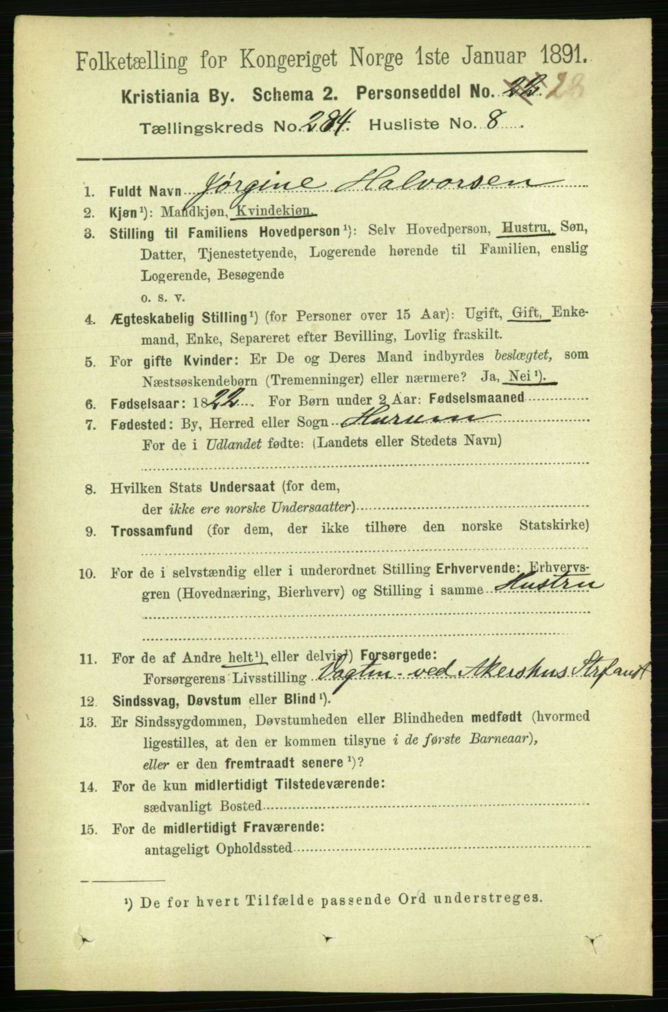 RA, 1891 census for 0301 Kristiania, 1891, p. 173613