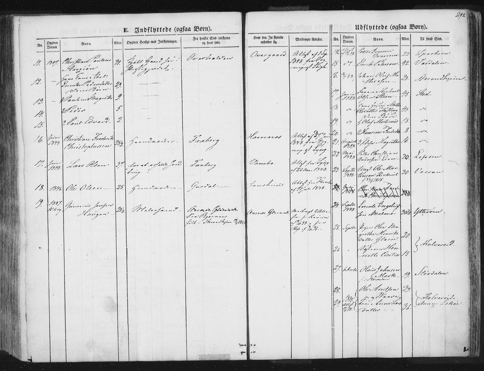 Ministerialprotokoller, klokkerbøker og fødselsregistre - Nord-Trøndelag, SAT/A-1458/741/L0392: Parish register (official) no. 741A06, 1836-1848, p. 292