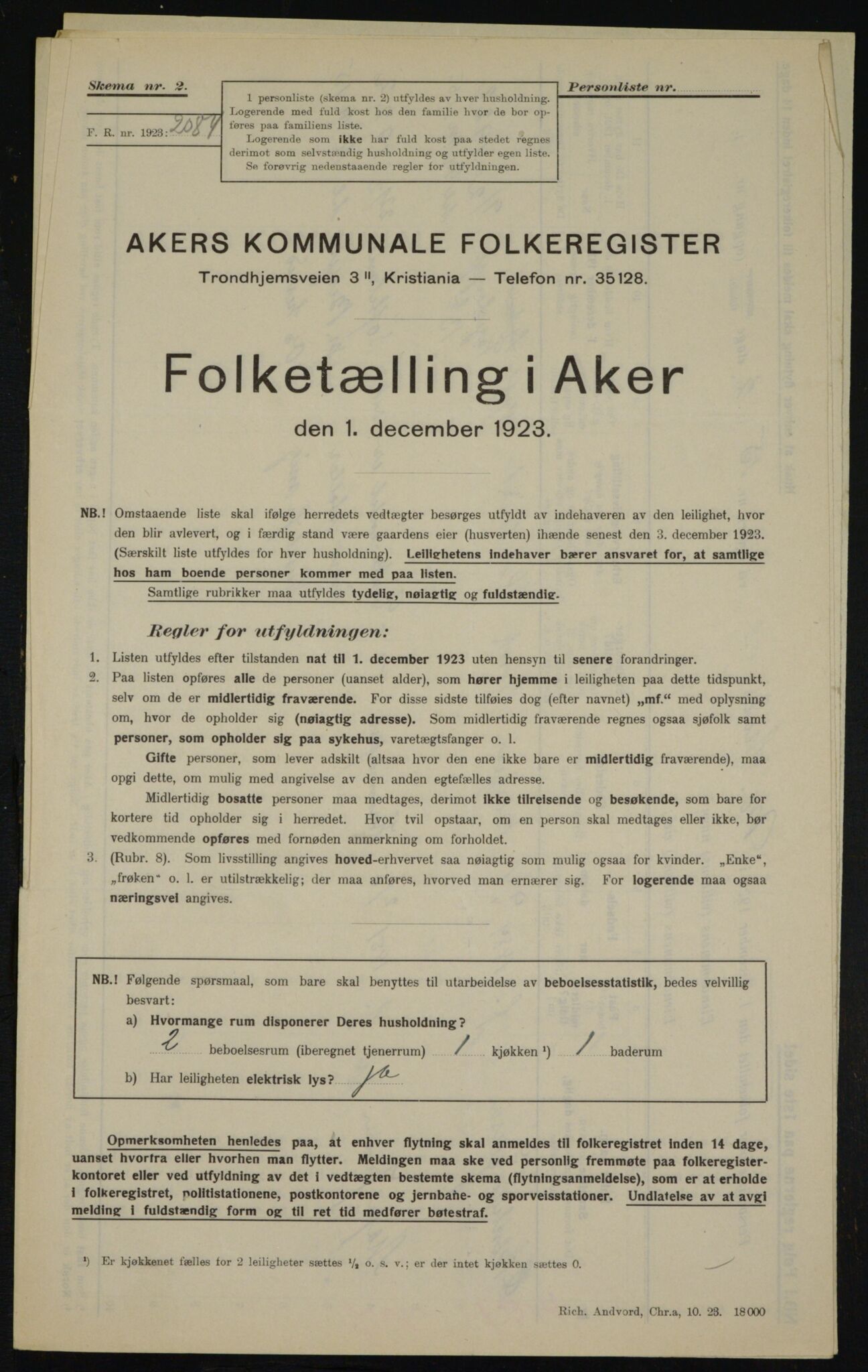 , Municipal Census 1923 for Aker, 1923, p. 21460