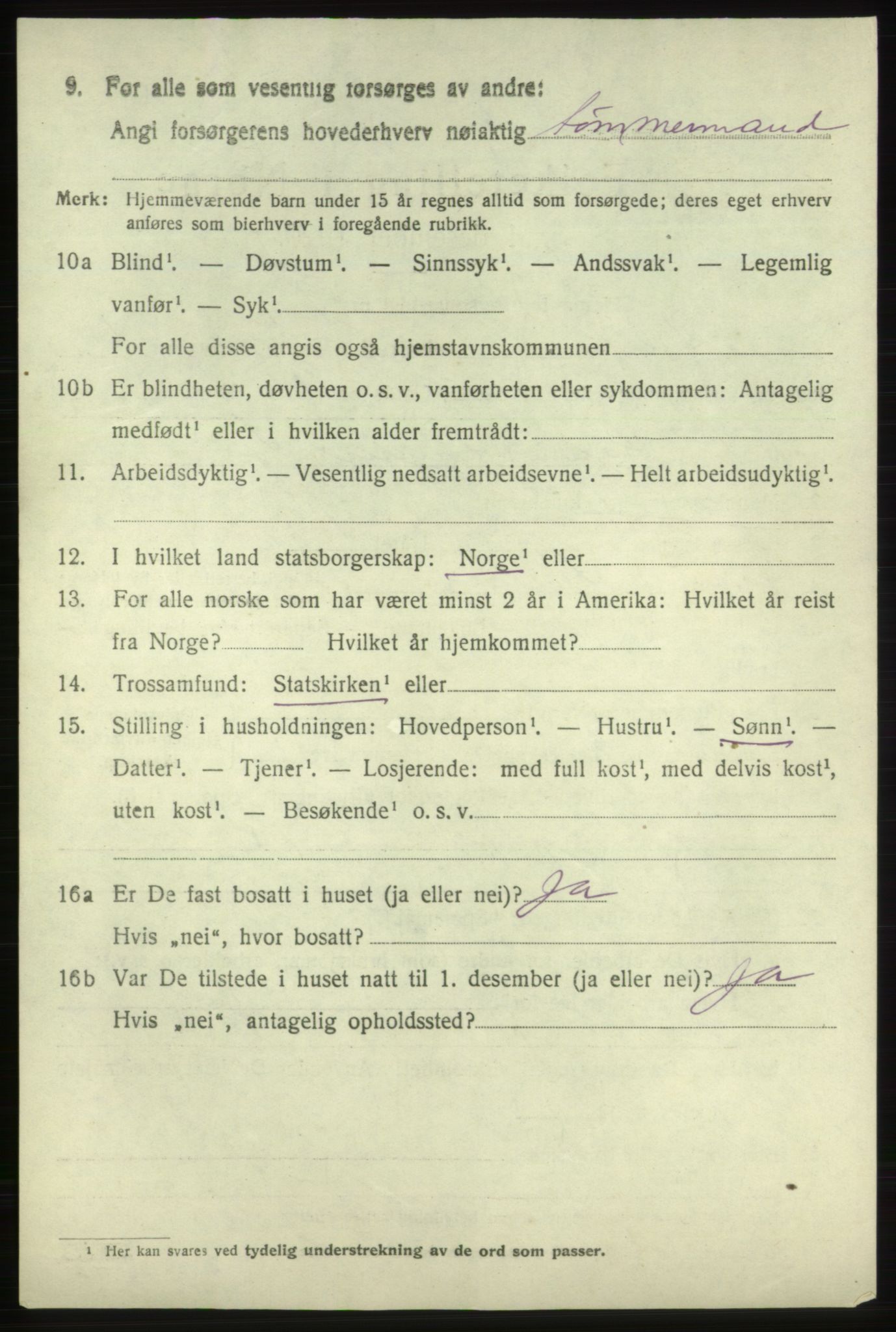 SAB, 1920 census for Fjelberg, 1920, p. 2734