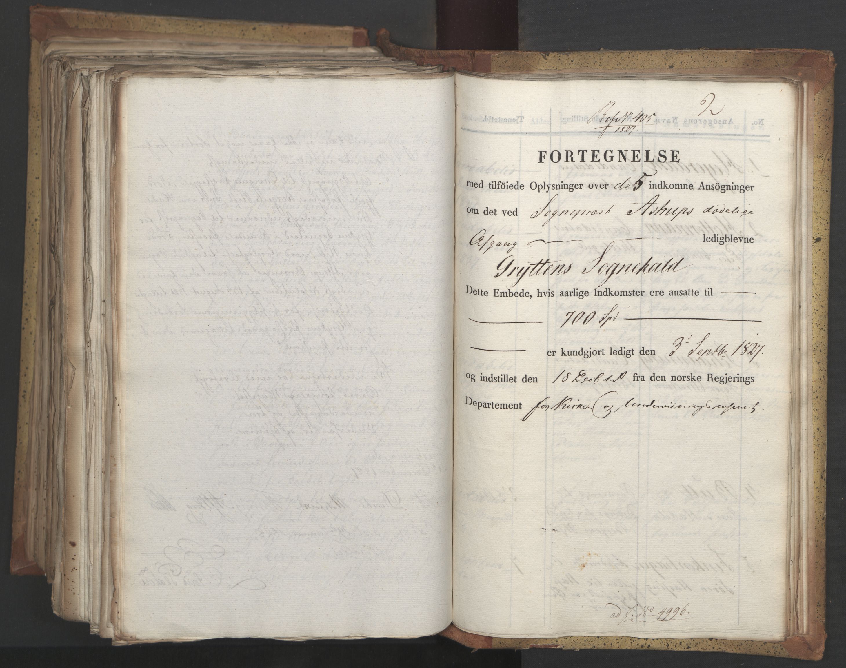 Statsrådsavdelingen i Stockholm, AV/RA-S-1003/D/Da/L0053: Regjeringsinnstillinger nr. 4800-5017, 1827, p. 619