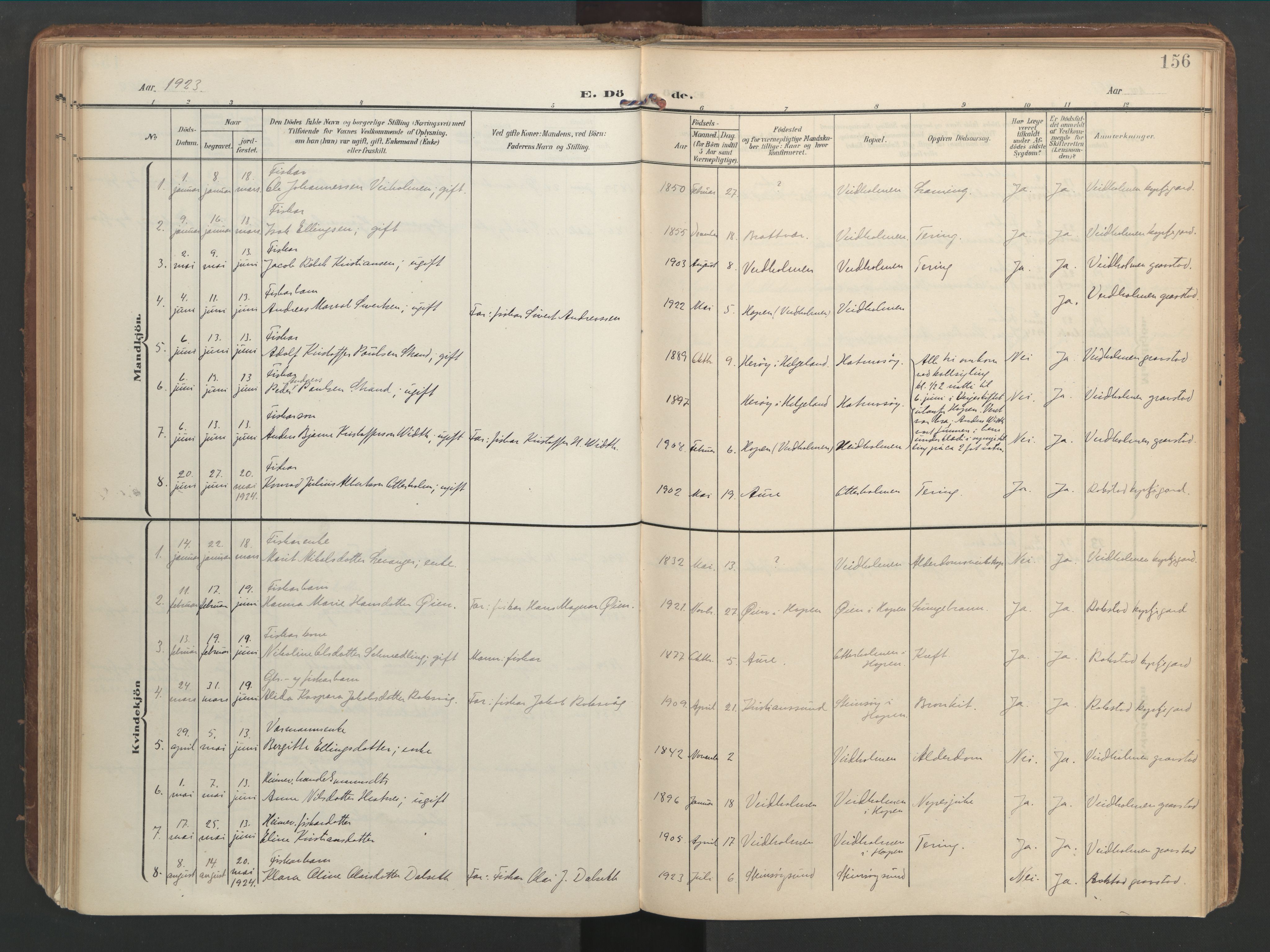Ministerialprotokoller, klokkerbøker og fødselsregistre - Møre og Romsdal, SAT/A-1454/583/L0955: Parish register (official) no. 583A02, 1907-1926, p. 156