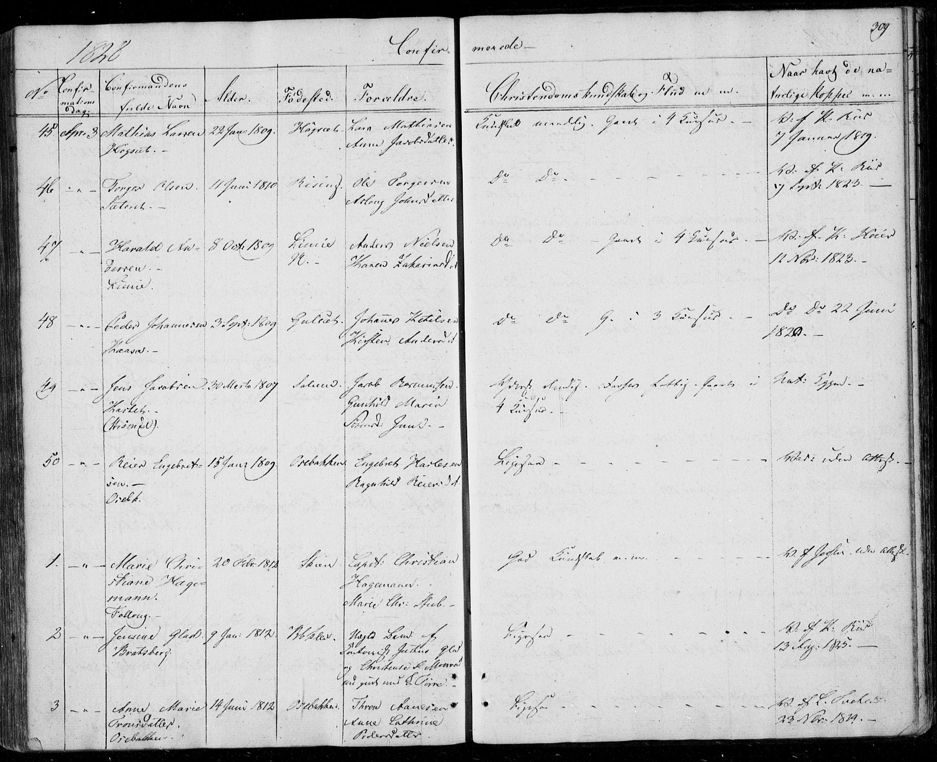 Gjerpen kirkebøker, SAKO/A-265/F/Fa/L0005: Parish register (official) no. I 5, 1823-1829, p. 309