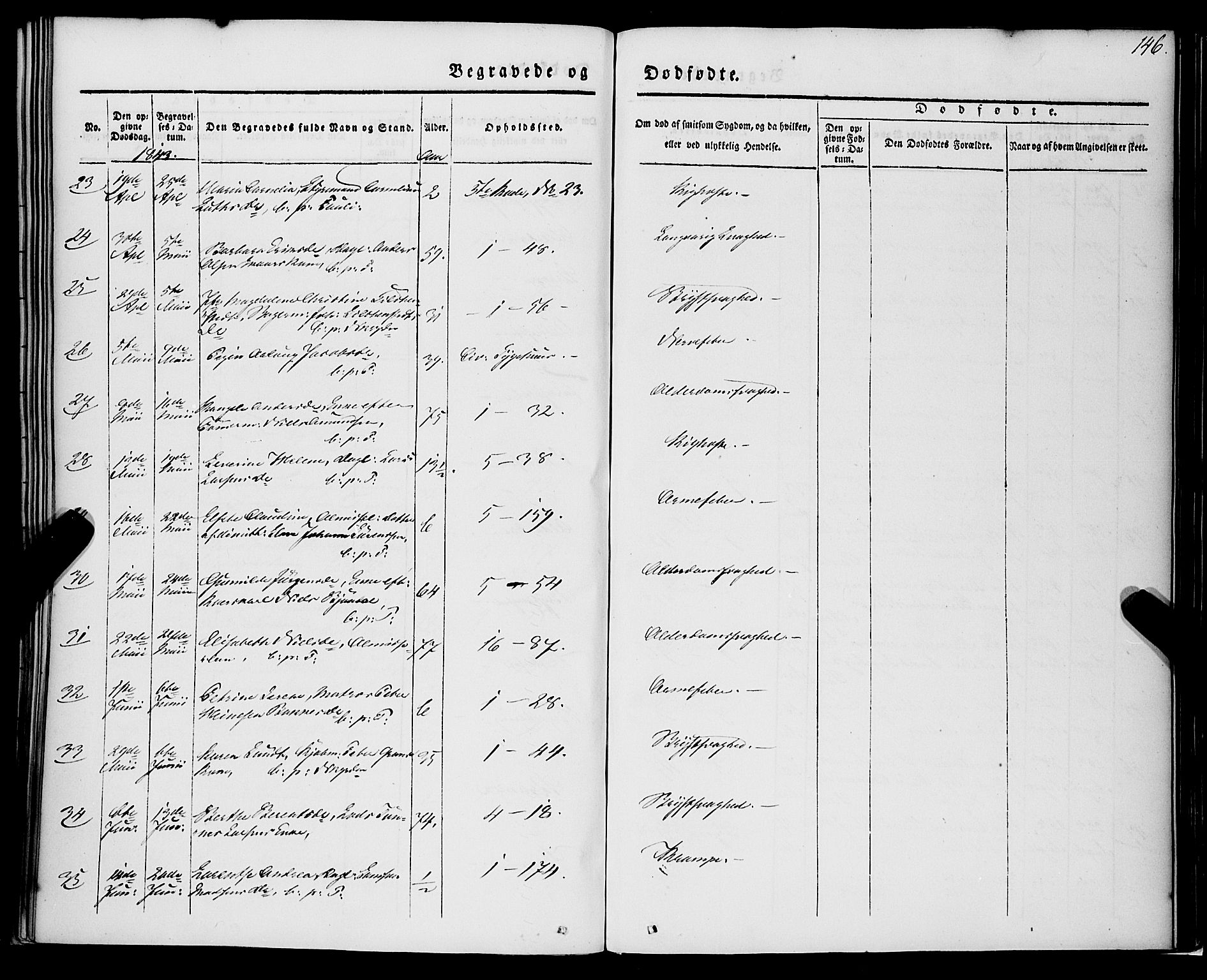 Nykirken Sokneprestembete, AV/SAB-A-77101/H/Haa/L0041: Parish register (official) no. E 1, 1833-1850, p. 146