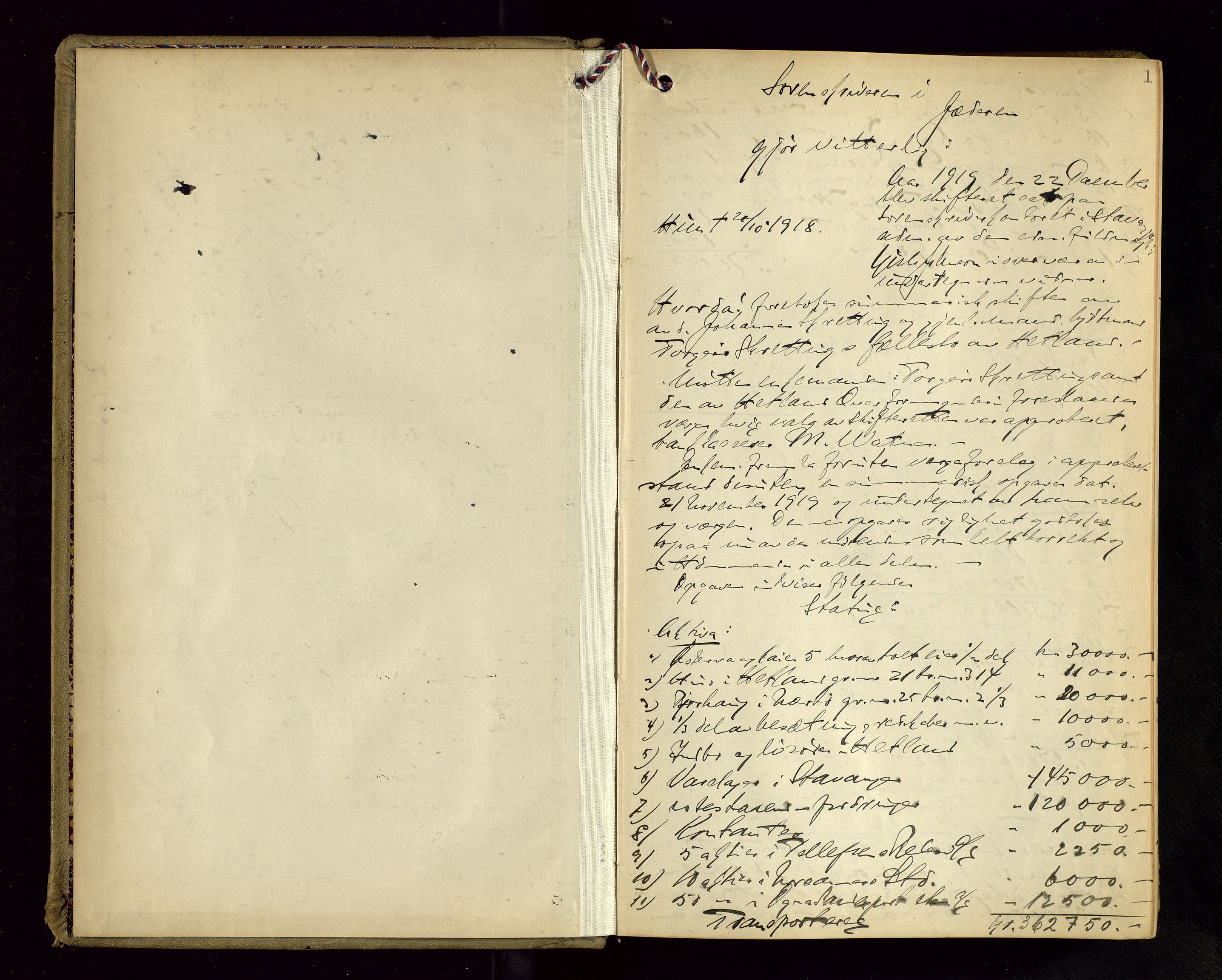 Jæren sorenskriveri, AV/SAST-A-100310/01/5/53/53BA/L0004: SKIFTEFORHANDLINGSPROTOKOLL, 1919-1925, p. 1