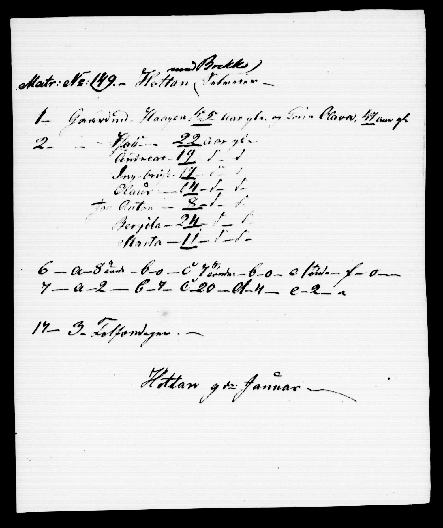 , Census 1845 for Stod, 1845, p. 61