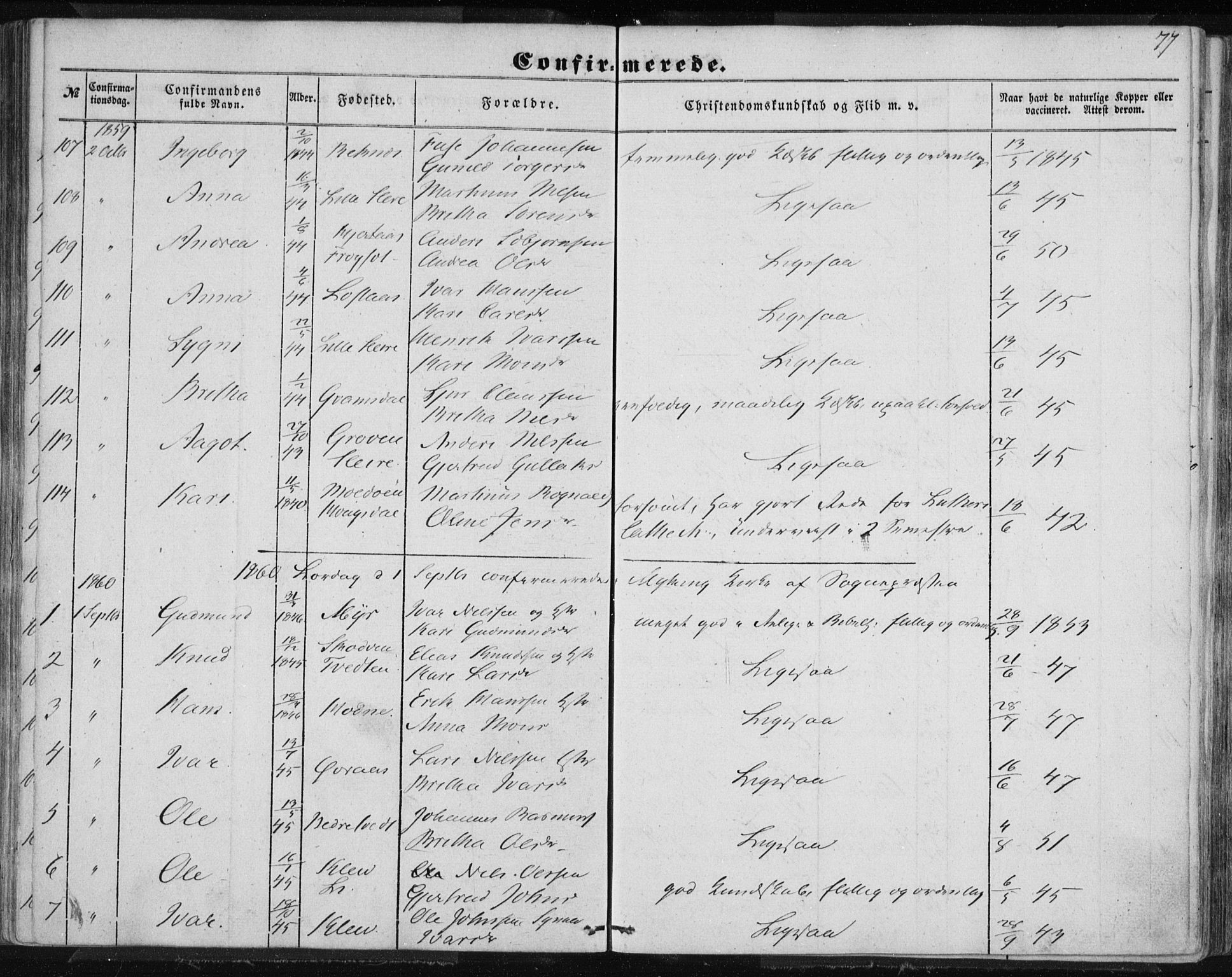 Lindås Sokneprestembete, SAB/A-76701/H/Haa: Parish register (official) no. A 13, 1848-1862, p. 77