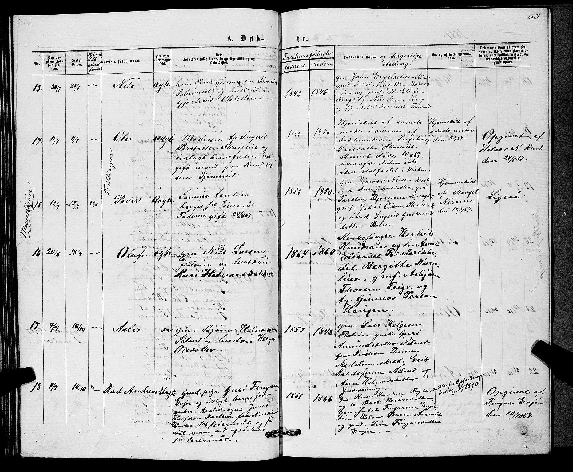 Sigdal kirkebøker, AV/SAKO-A-245/G/Gb/L0002: Parish register (copy) no. II 2, 1875-1900, p. 63