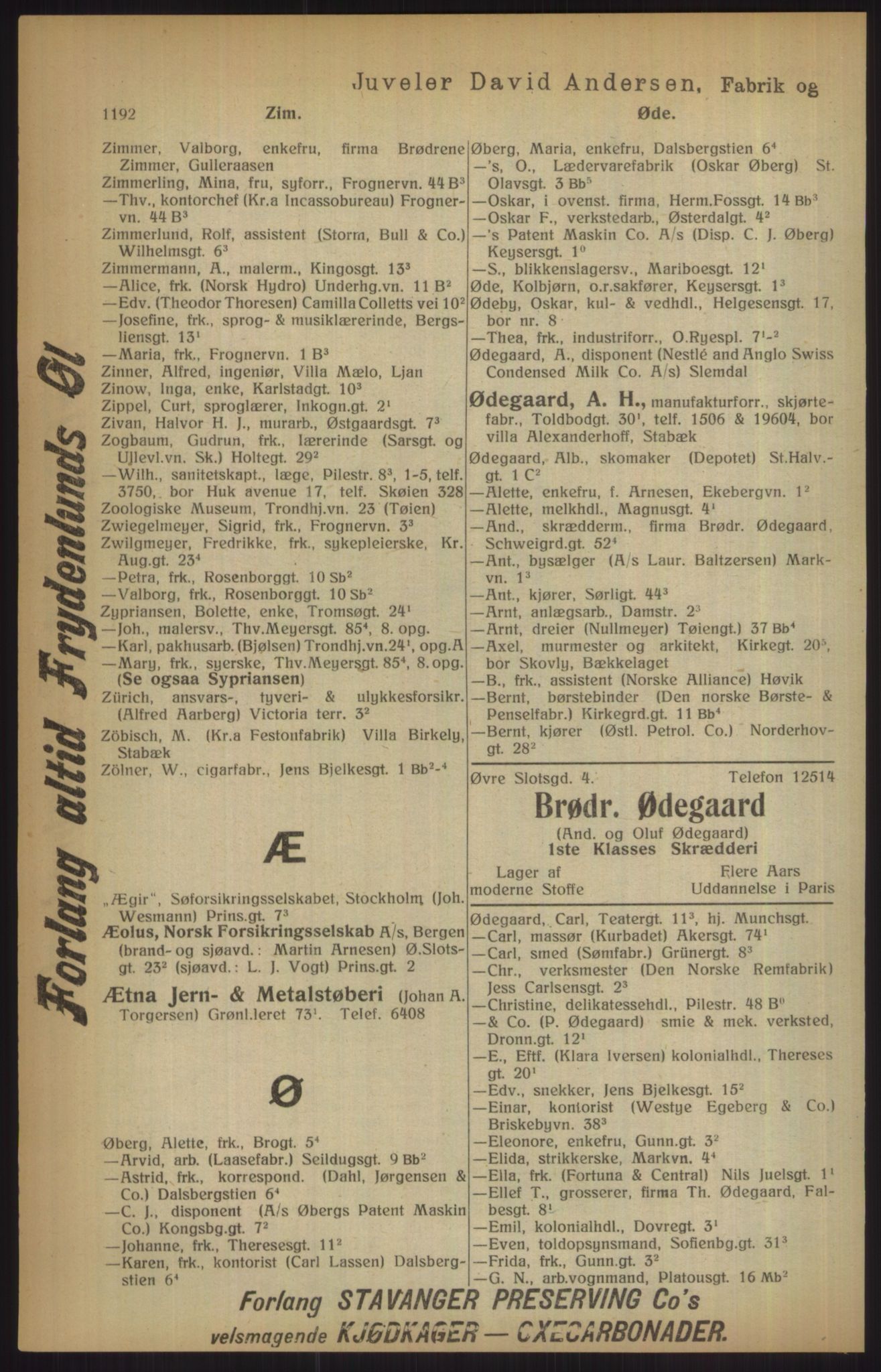 Kristiania/Oslo adressebok, PUBL/-, 1915, p. 1192