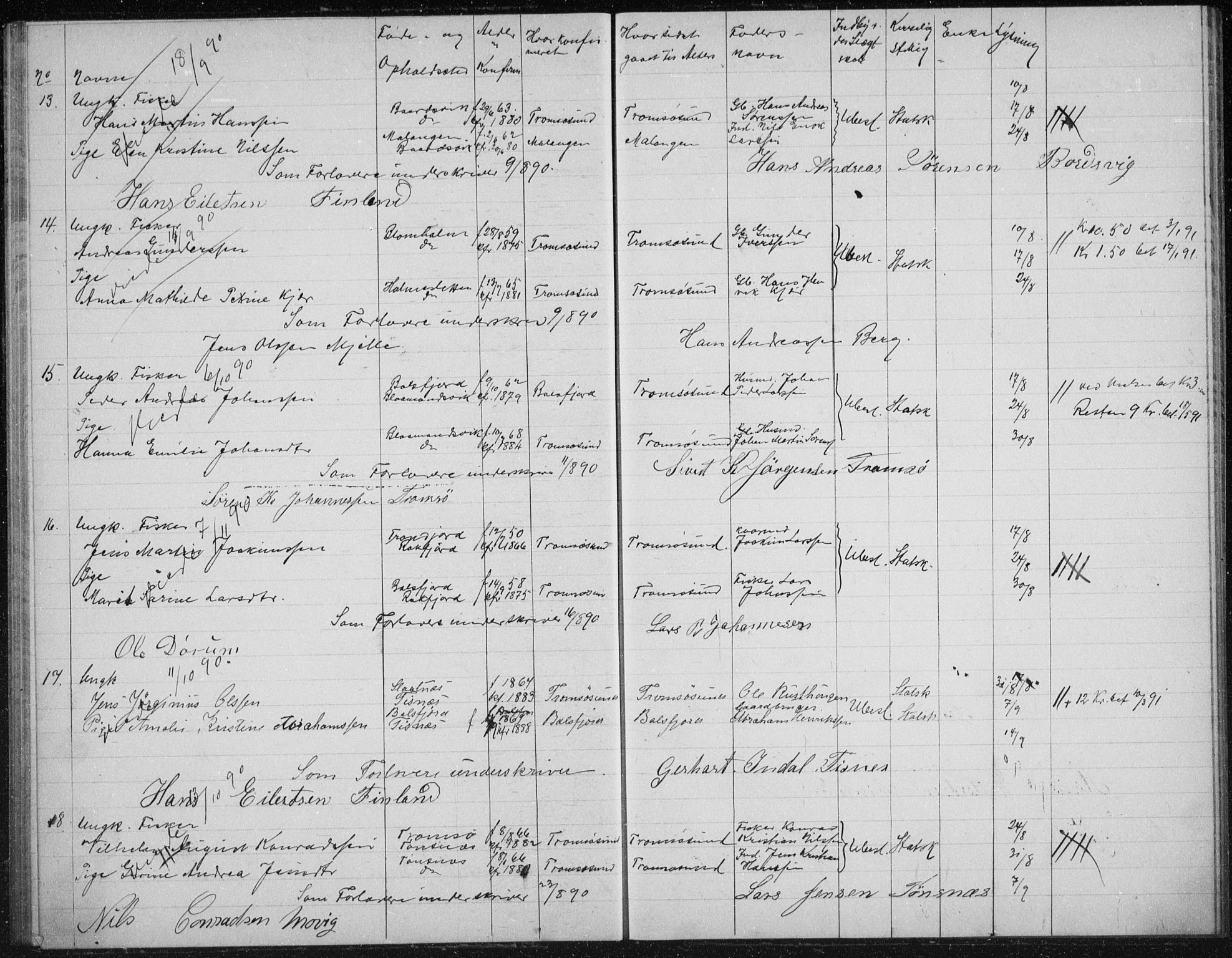 Tromsøysund sokneprestkontor, AV/SATØ-S-1304/H/Hc/L0057: Banns register no. 57, 1887-1894