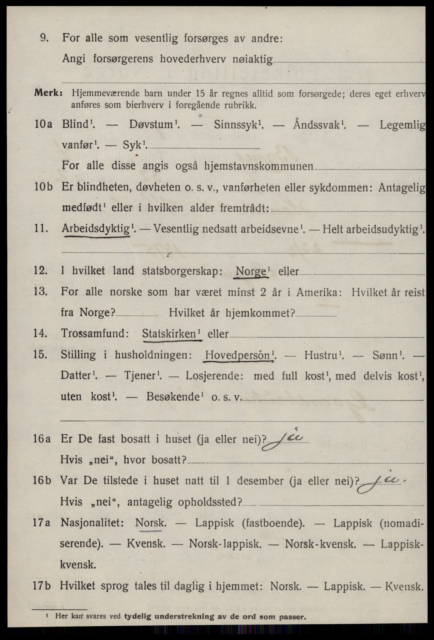 SAT, 1920 census for Byneset, 1920, p. 2147