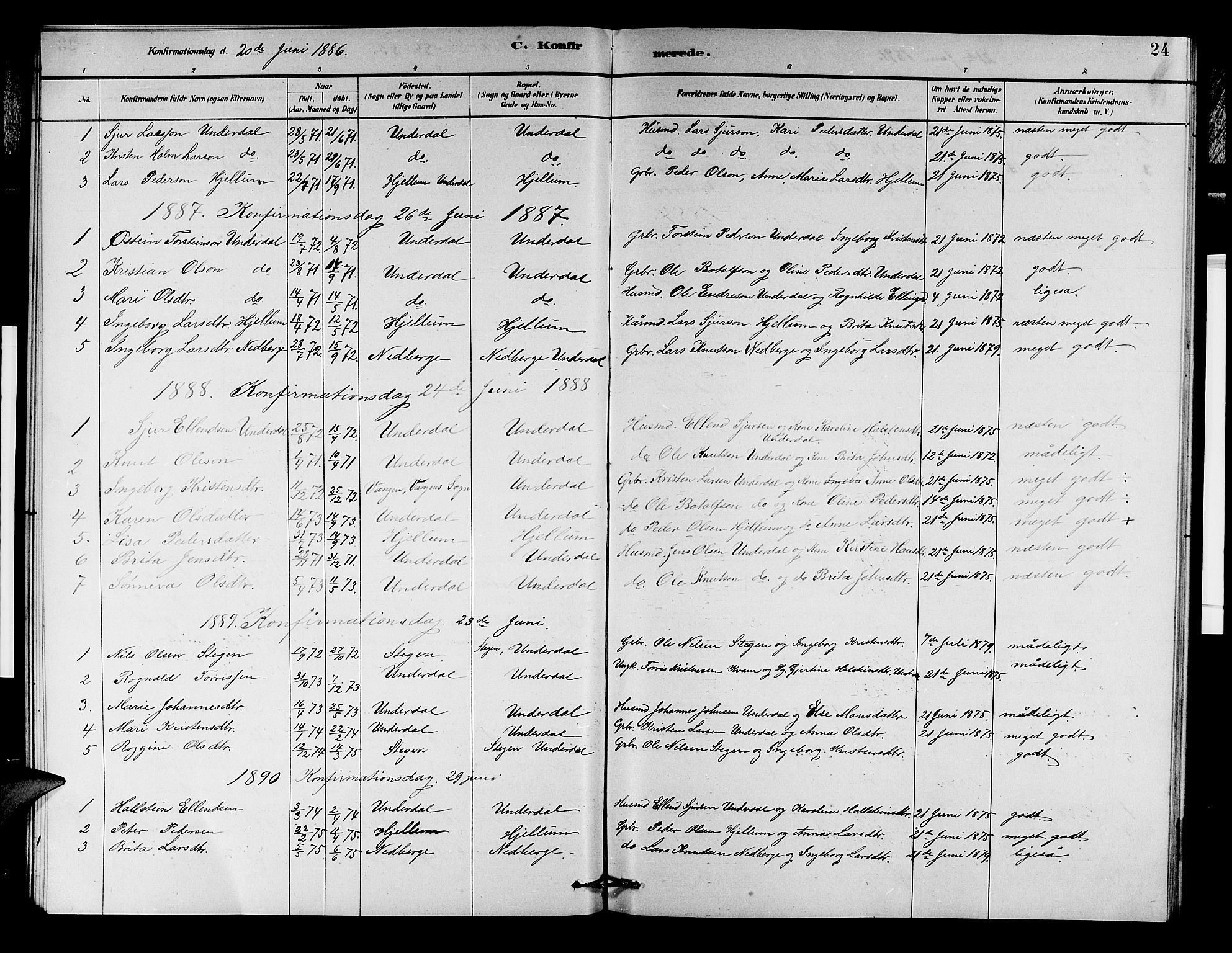 Aurland sokneprestembete, SAB/A-99937/H/Hb/Hbd/L0002: Parish register (copy) no. D 2, 1883-1920, p. 24