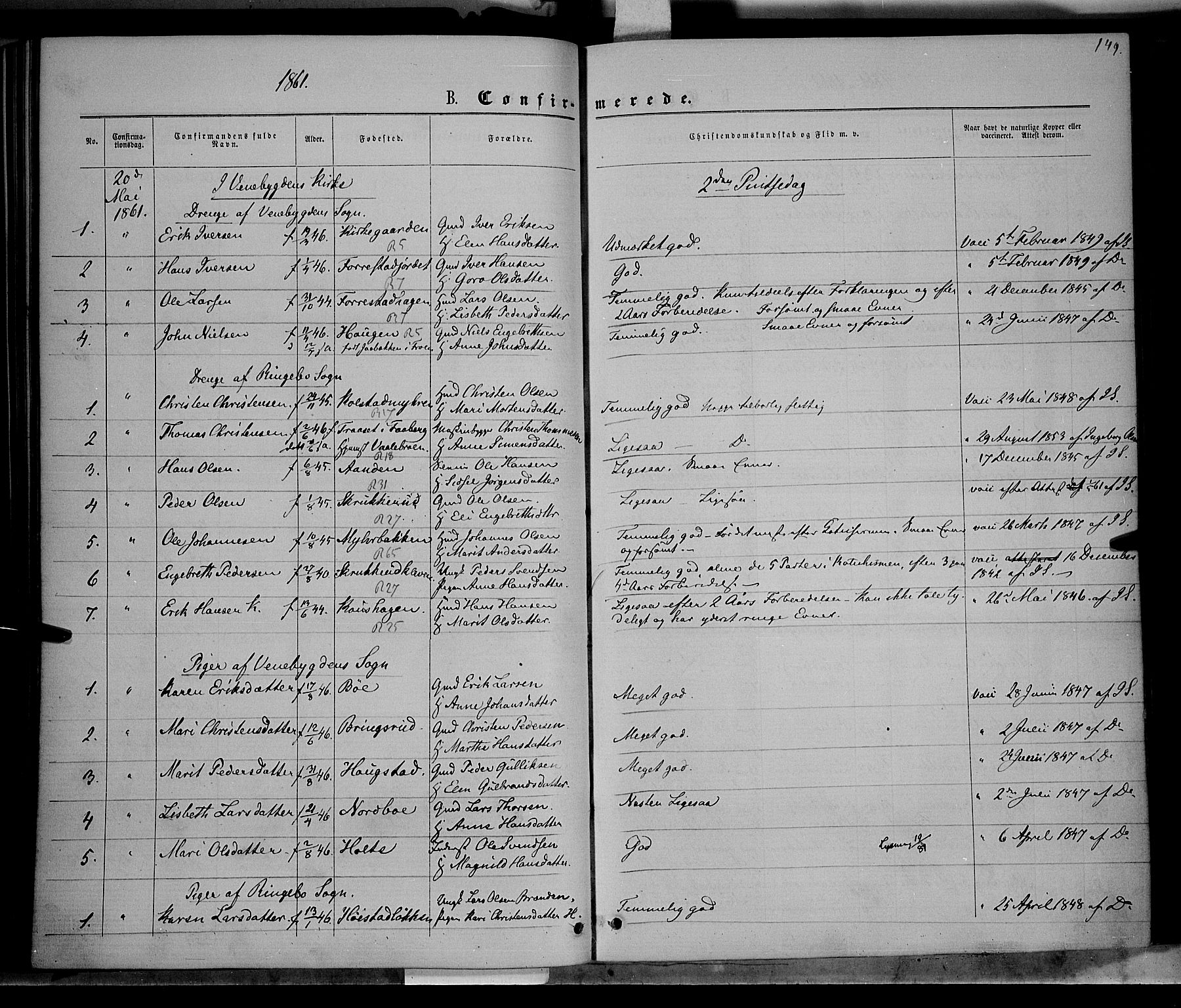 Ringebu prestekontor, SAH/PREST-082/H/Ha/Haa/L0007: Parish register (official) no. 7, 1860-1877, p. 149