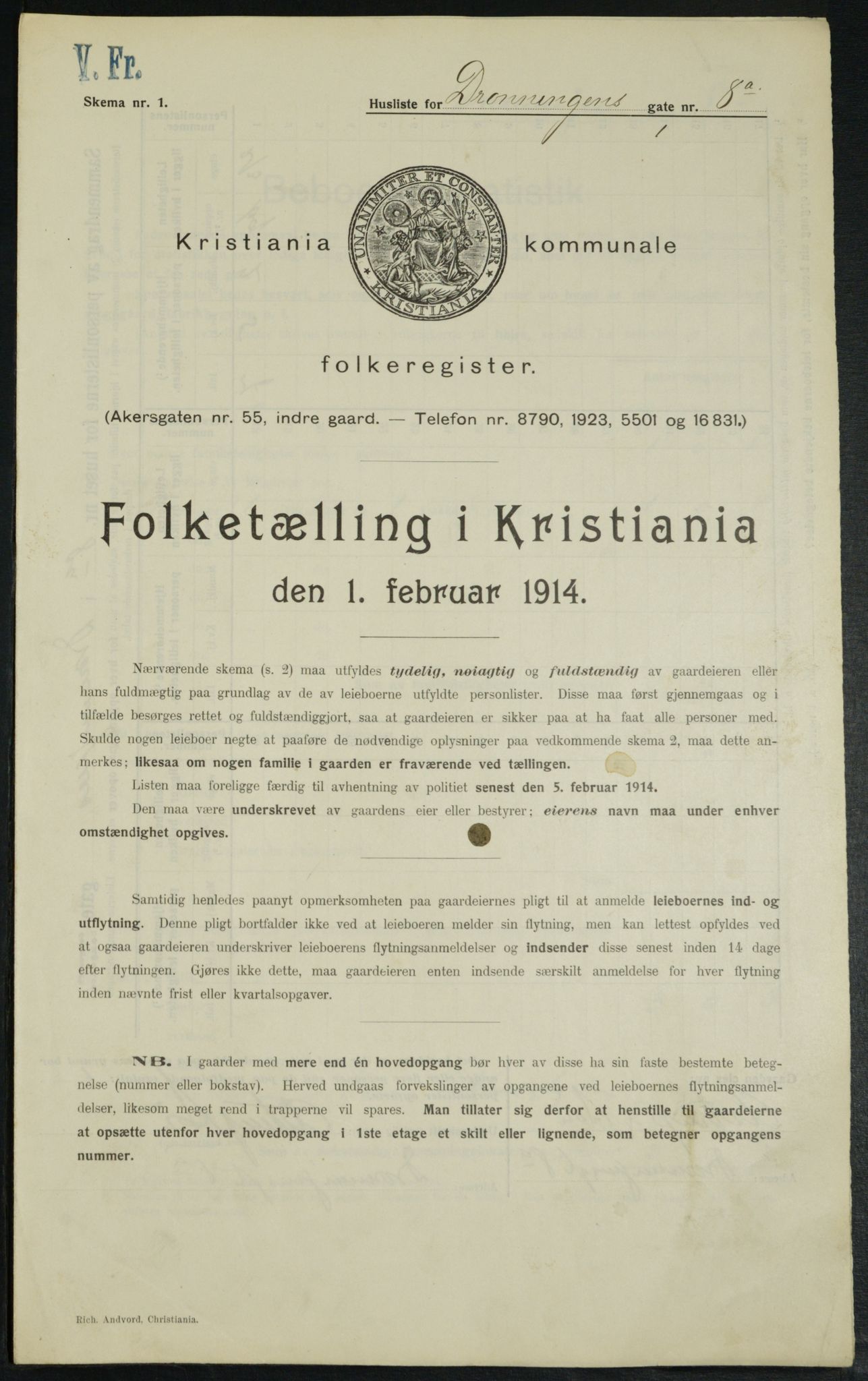 OBA, Municipal Census 1914 for Kristiania, 1914, p. 17409