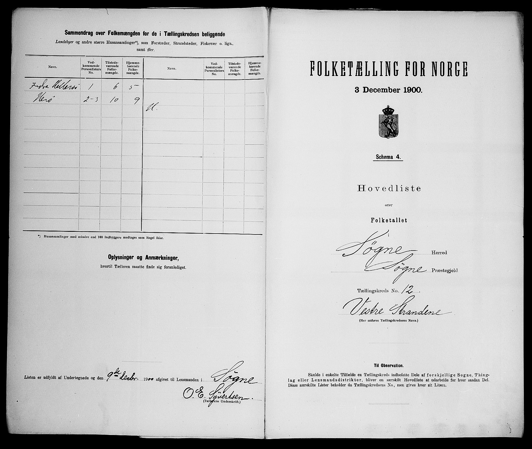 SAK, 1900 census for Søgne, 1900, p. 50