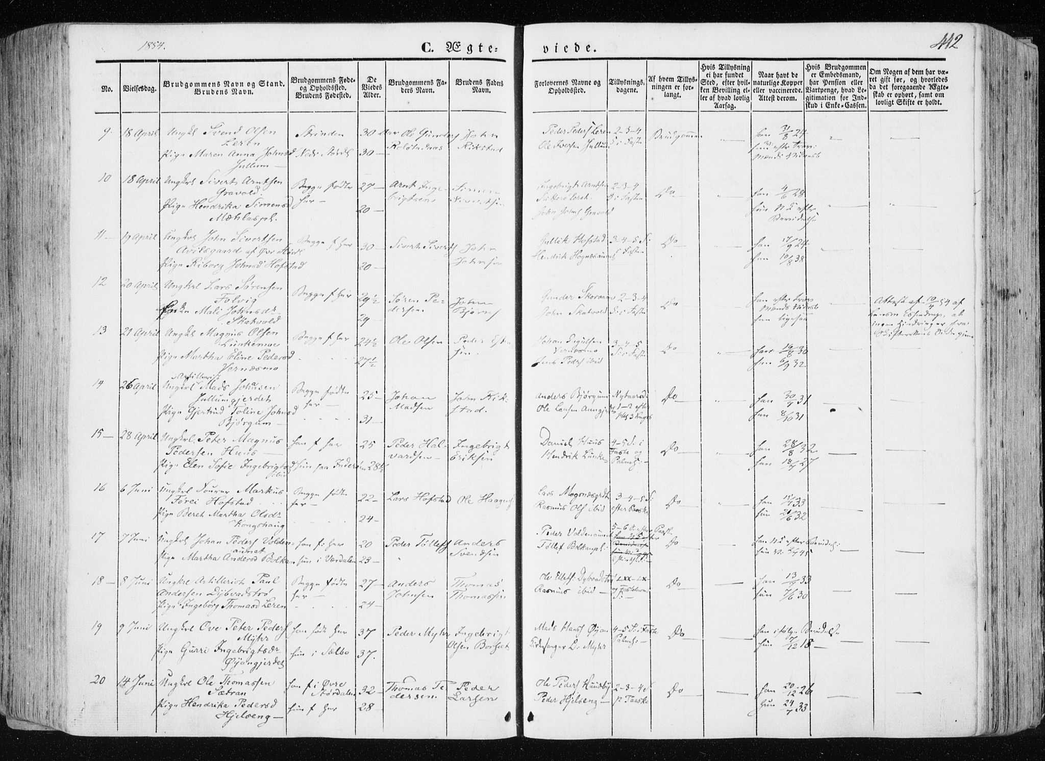 Ministerialprotokoller, klokkerbøker og fødselsregistre - Nord-Trøndelag, SAT/A-1458/709/L0074: Parish register (official) no. 709A14, 1845-1858, p. 442